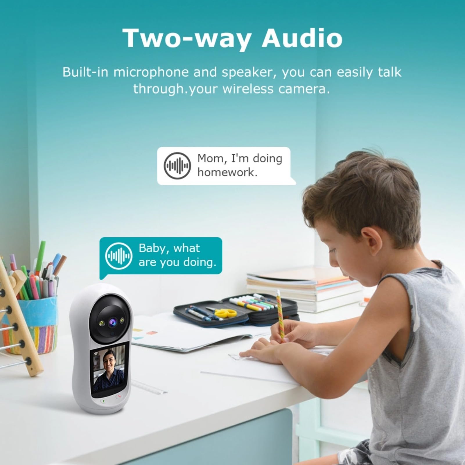 3MP HD Indoor Security Camera with 2-Way Audio, Night Vision & AI Motion Detection - 90° Wide Angle Smart Home Camera for Baby, Pet & Elderly Monitoring - Perfect for Home, Office & Nursery Surveillance