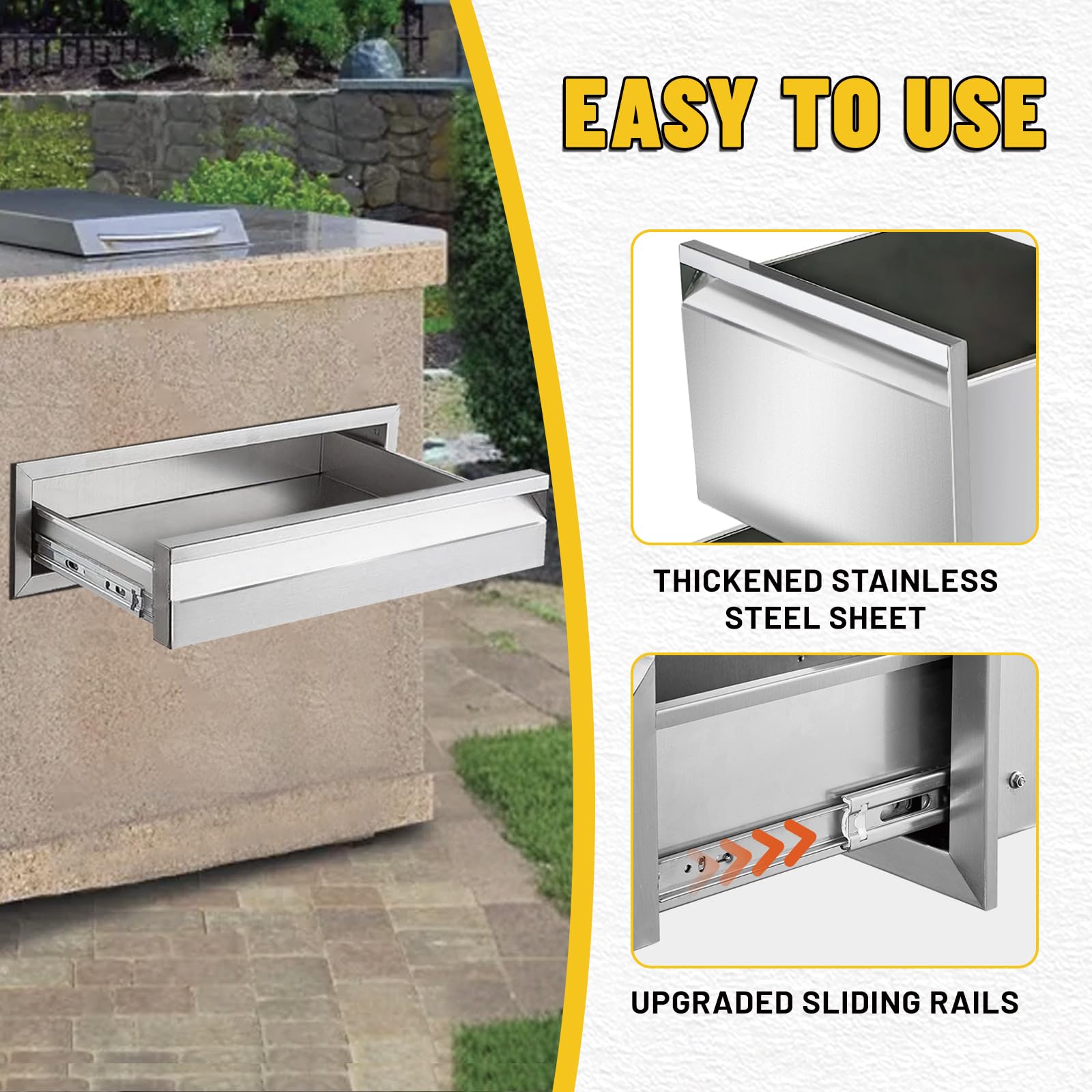 Stainless Steel Outdoor Kitchen Drawer with Partition - 30