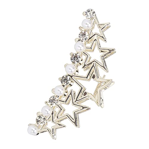 Elegant Rhinestone Claw Clips for Women - Strong Hold Hair Clips with Pearl & Crystal Decorations (5-Pack) - Perfect for Updos, Ponytails and Everyday Hairstyles