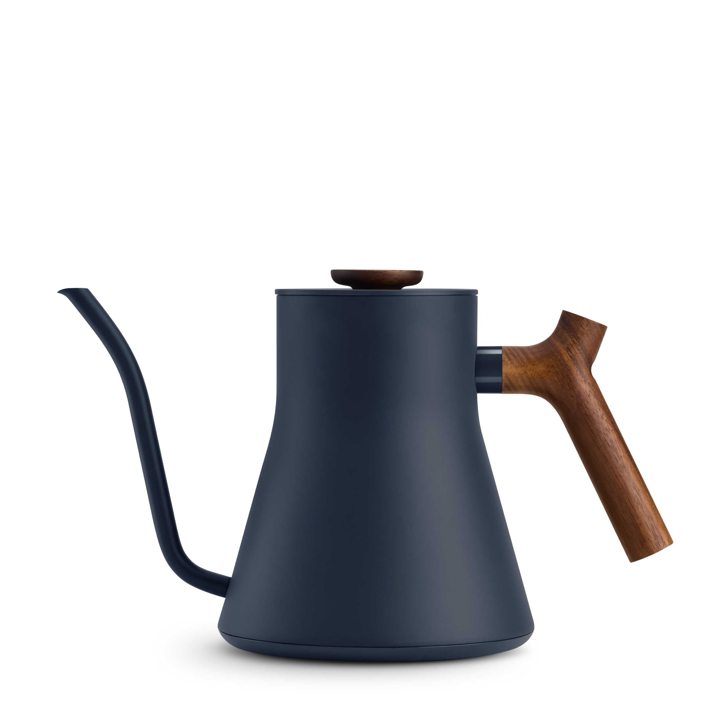 Fellow Stagg EKG Pro Electric Gooseneck Kettle - Premium Stone Blue with Walnut Handle - Perfect for Pour Over Coffee, Tea Brewing & Home Kitchen Use