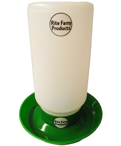 Rite Farm Products Green Chick Waterer & Quart Jar - Automatic Poultry Watering System for Baby Chicks, Ducks, and Small Birds - Perfect for Backyard Coops, Farms, and Pet Bird Care