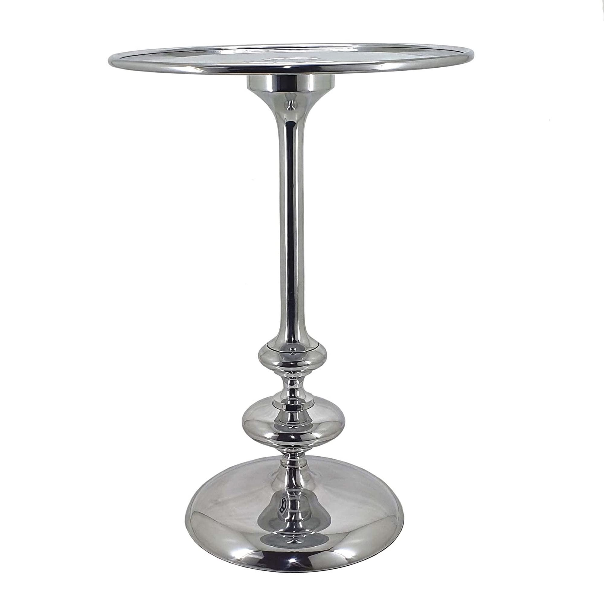 A&B Home Round Silver Side Table - 15