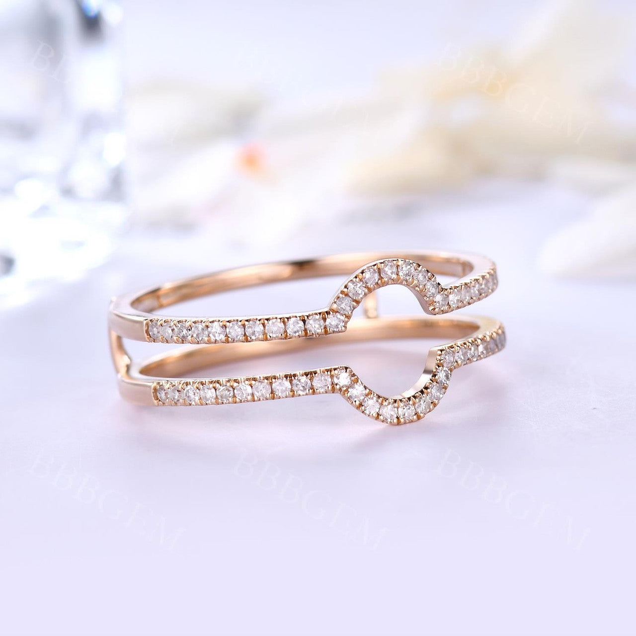 Elegant Open Shank Diamond Fashion Ring - Double Band Euro Shank Enhancer Ring for Women | Perfect for Weddings, Anniversaries & Special Occasions