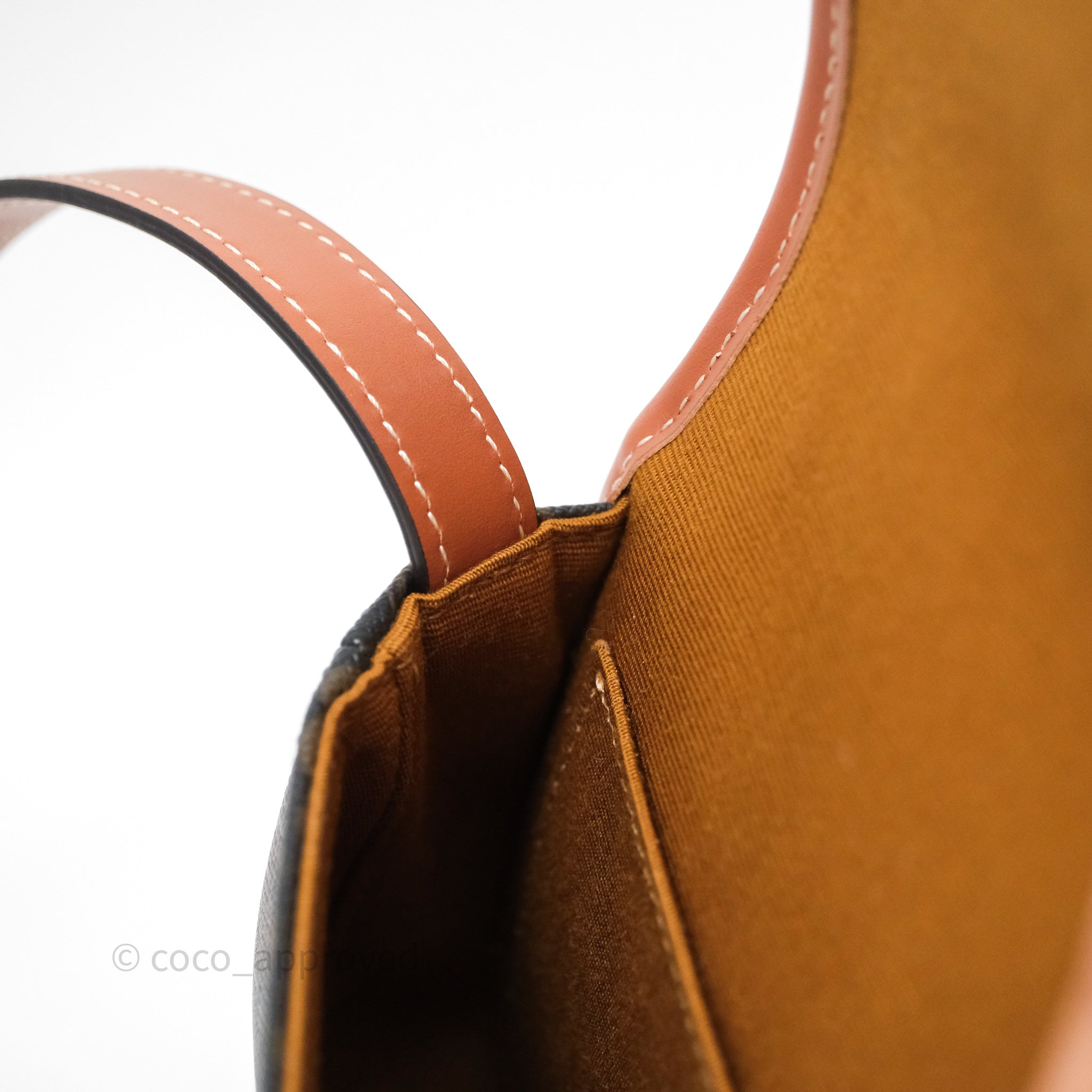 Celine Mini Besace Triomphe Crossbody Bag in Canvas & Calfskin Leather - Tan Color for Women | Perfect for Everyday Use, Work & Travel