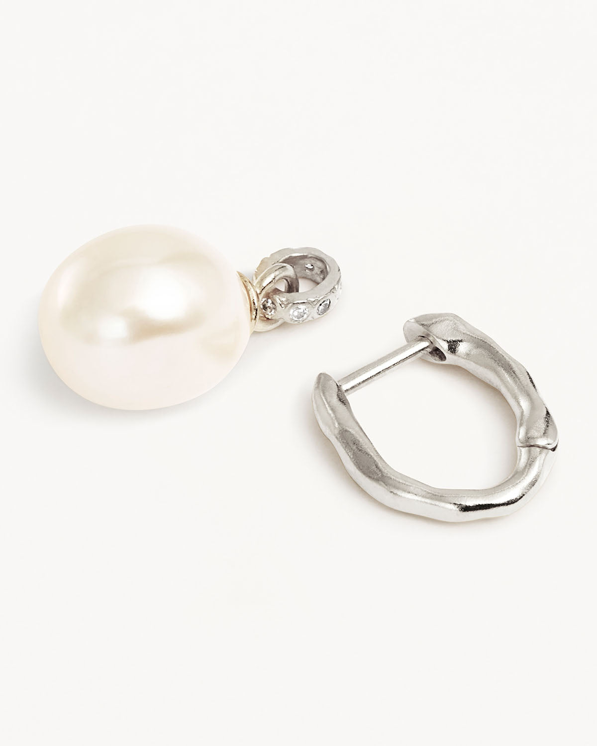 Sterling Silver Embrace Stillness Pearl Hoop Earrings - Elegant & Timeless Jewelry for Women, Perfect for Weddings, Parties & Everyday Wear