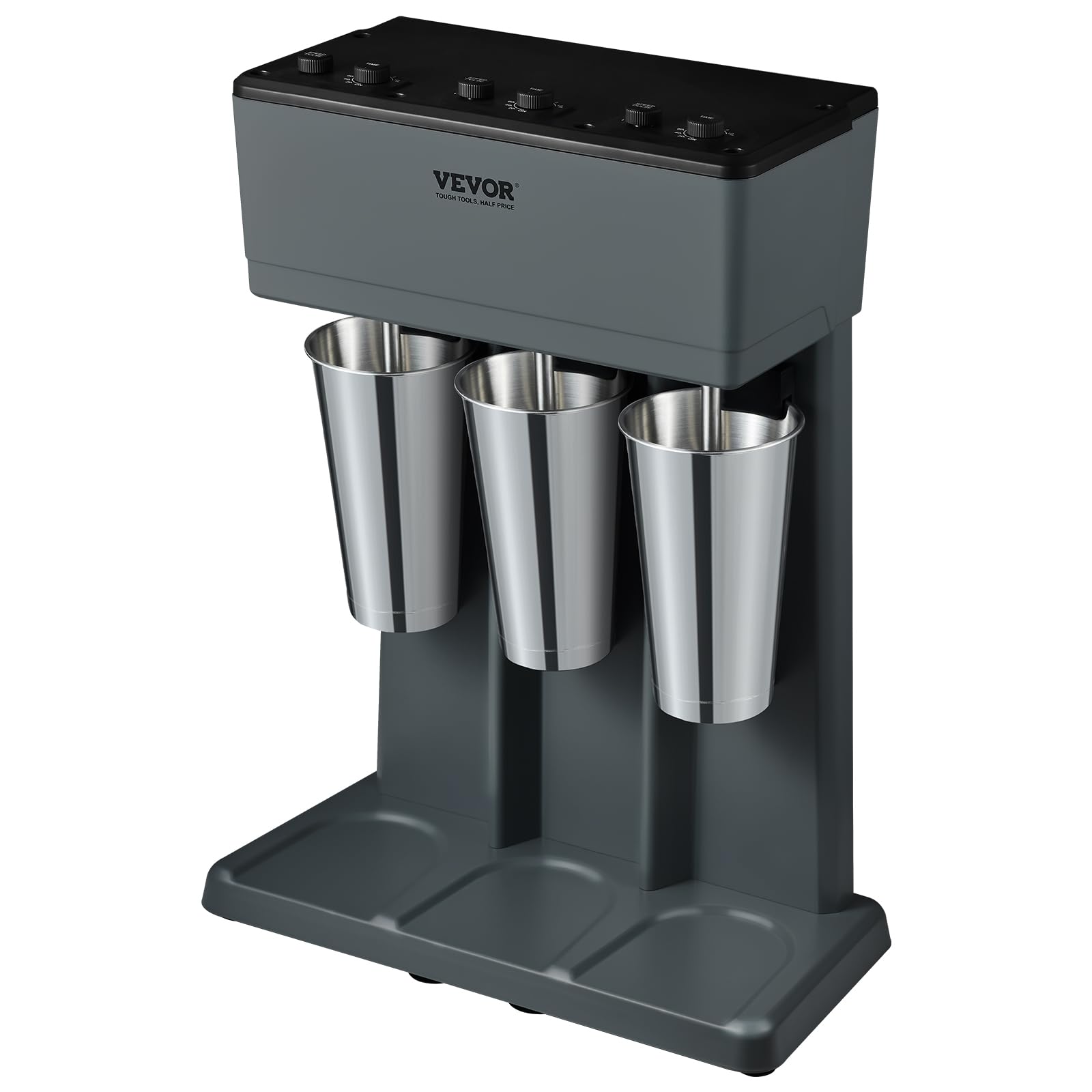 VEVOR 375W Commercial Triple Head Milkshake Maker - 3-Speed Electric Drink Mixer Blender with 3x820ml Stainless Steel Cups for Smoothies, Shakes & Frozen Drinks - Perfect for Restaurants, Cafes & Home Use