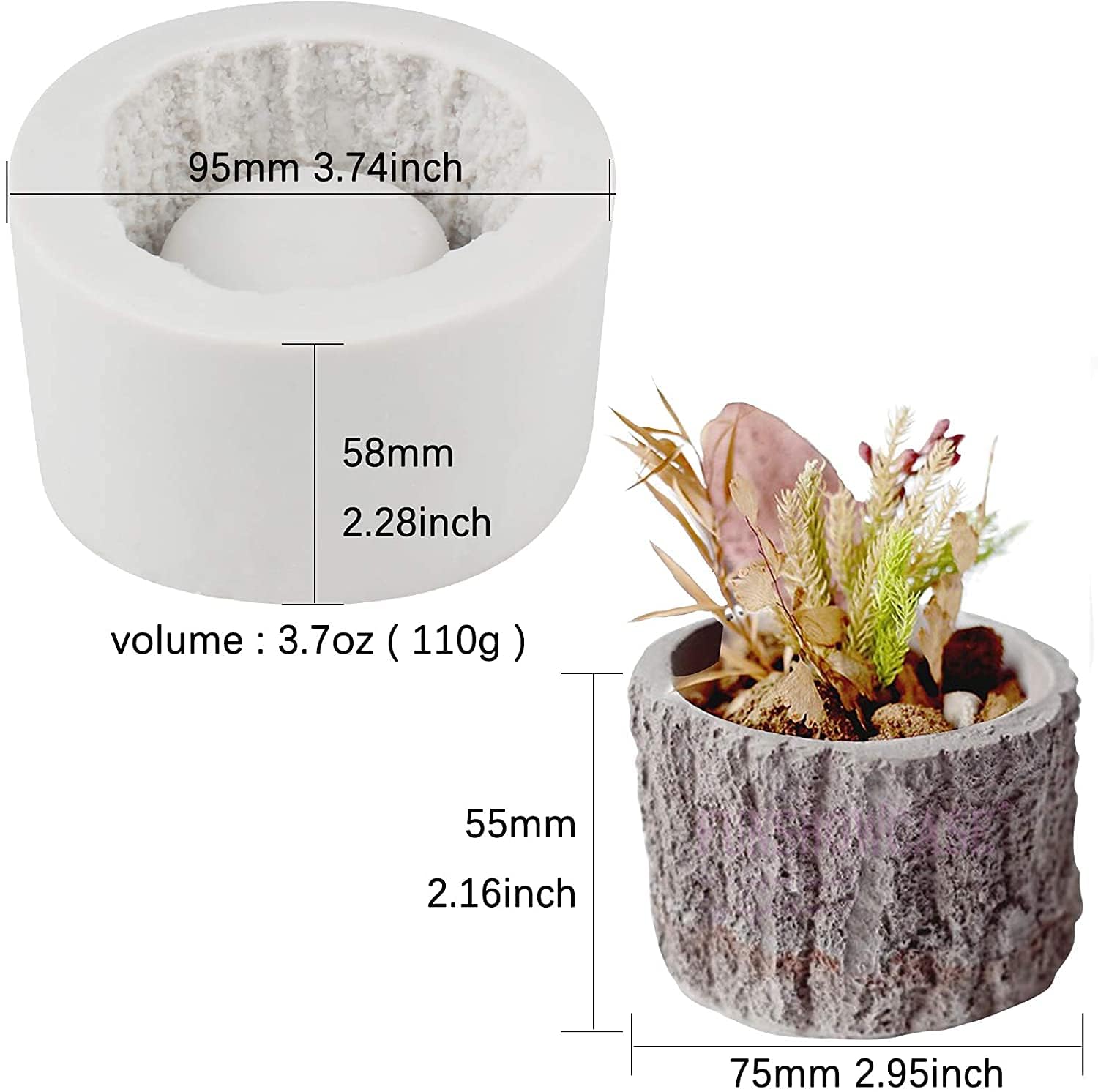 Epoxy Resin Concrete Succulent Planter Mold - Tree Stump Flower Pot Silicone Mold for DIY Cement Clay Candle Holder | Perfect for Home Garden Decor, Wedding Centerpieces & Handmade Gifts