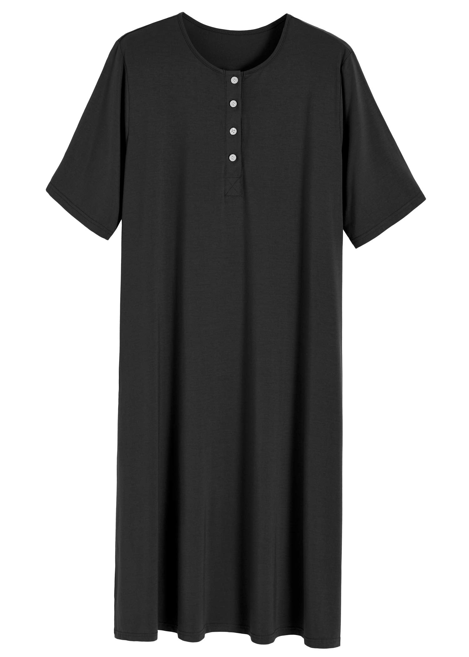 Women's Long Sleep Shirt - Soft Cotton Henley Nightshirt with Pockets for Comfortable Lounge & Sleep | Cozy Homewear & Nightwear for Relaxing Evenings