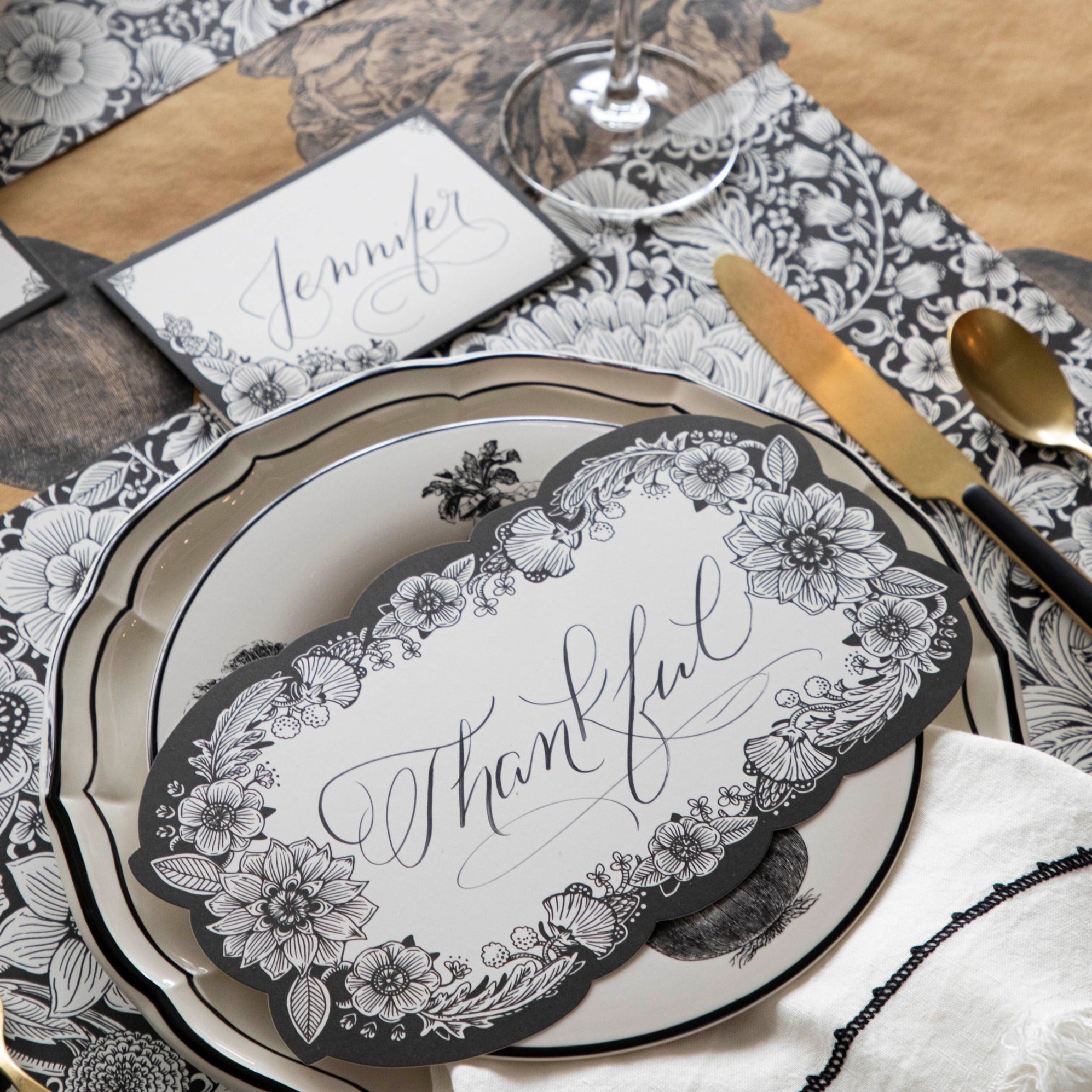 Elegant Ebony Harvest Blooms Table Cards - Perfect for Weddings, Parties, and Special Events