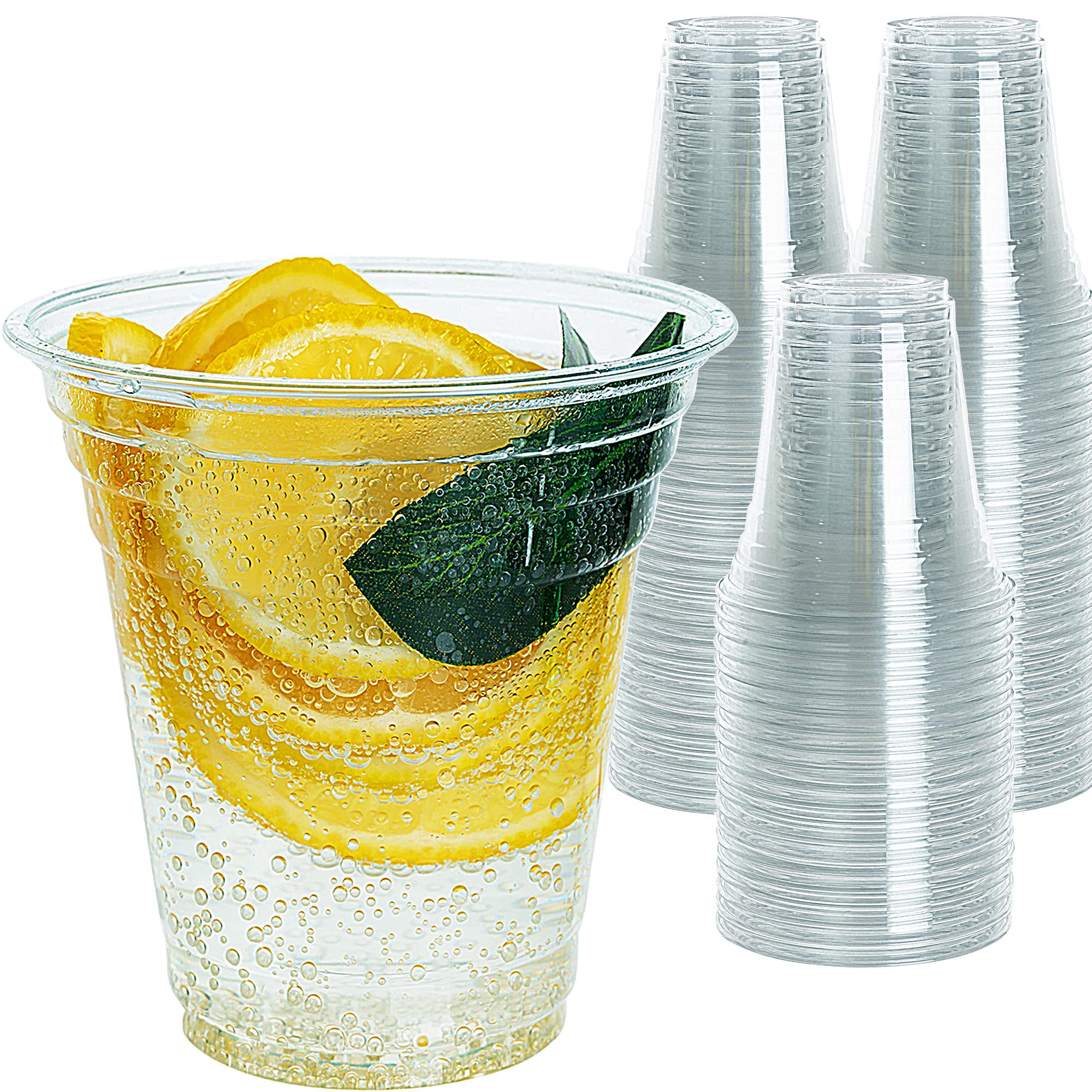 Premium BPA-Free 12 Oz Clear Plastic Cups - 50 Count Crystal Clear PET Disposable Cups for Parties, Weddings & Meetings | Ideal for Iced Coffee, Lemonade, Juice, Beer & Cocktails | Cold Drink Cups for Any Occasion