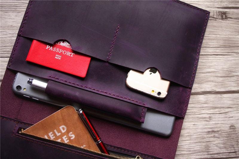 Premium Purple Leather HP Laptop Case - Durable Protective Sleeve for 13-15 Inch Laptops | Perfect for Work, Travel & School