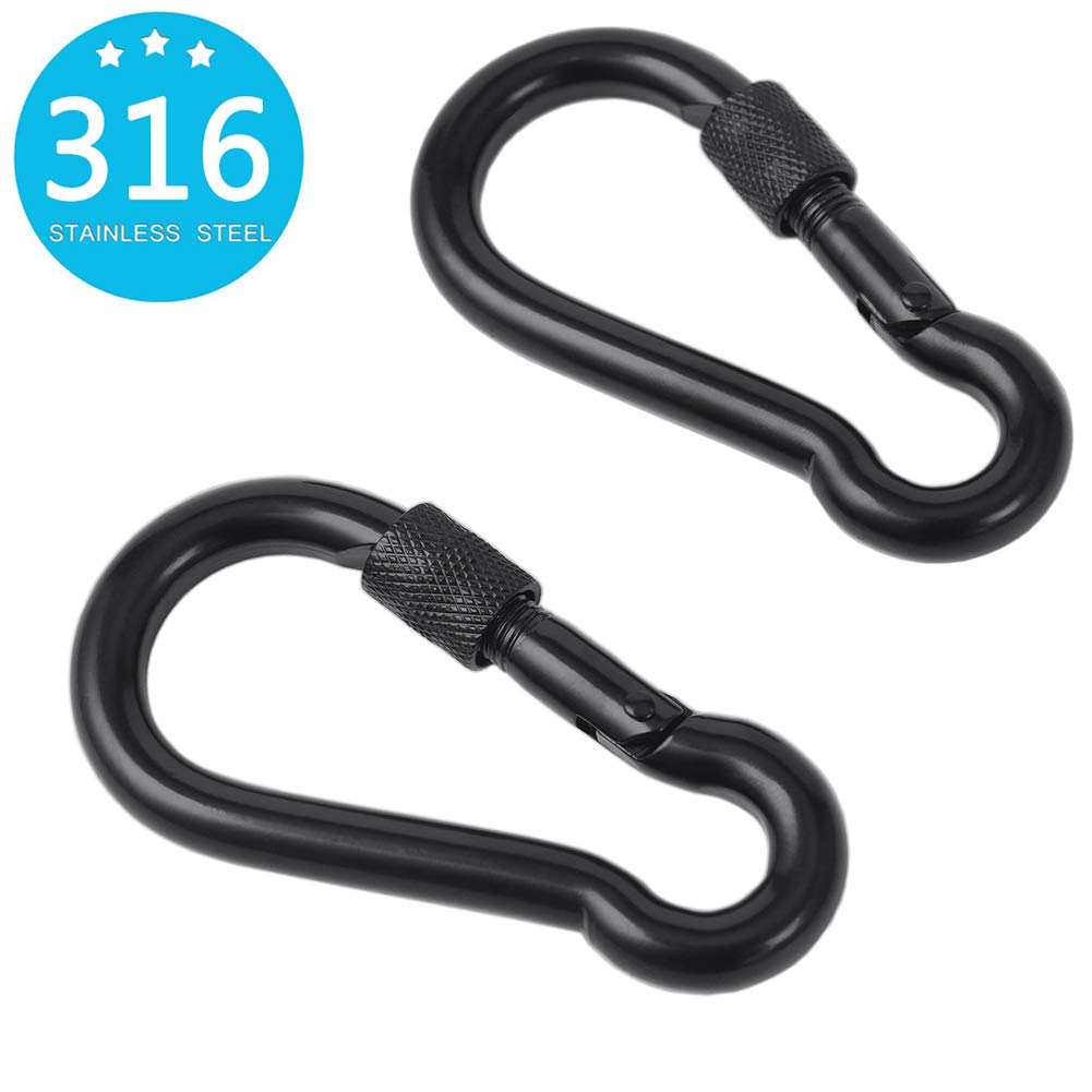 PROND Heavy Duty Locking Carabiners - 316 Stainless Steel Screw Gate Carabiner Hooks for Rock Climbing, Hiking, Camping & Outdoor Safety Gear