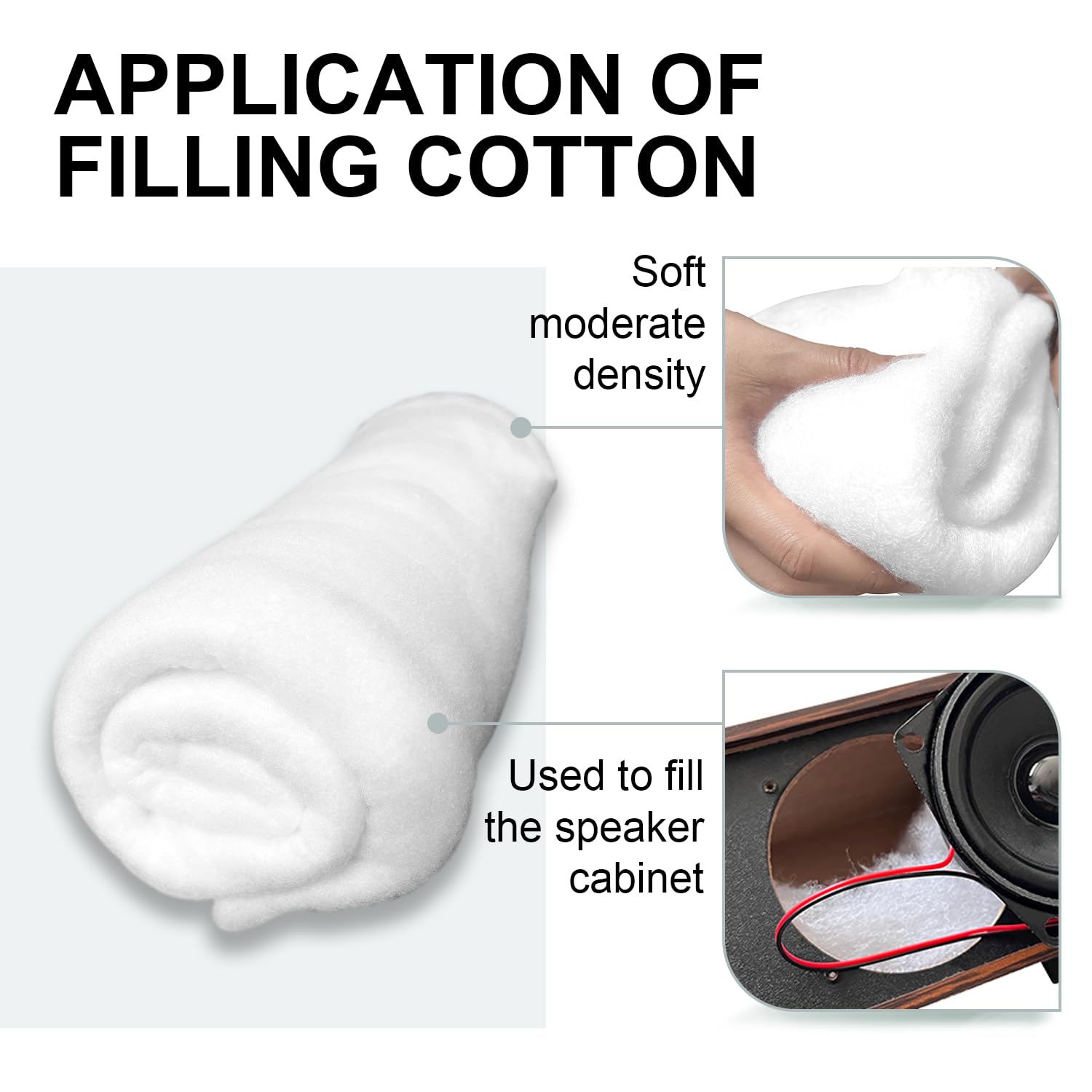 100cm x 100cm Polyester Fiber Speaker Soundproofing Foam - 12.8 oz - Ideal for Speaker Repairs, Replacements, DIY Projects, Cloth Pockets, MATS, and Crafts - Perfect for Home Studios, Theaters, and Audio Enthusiasts