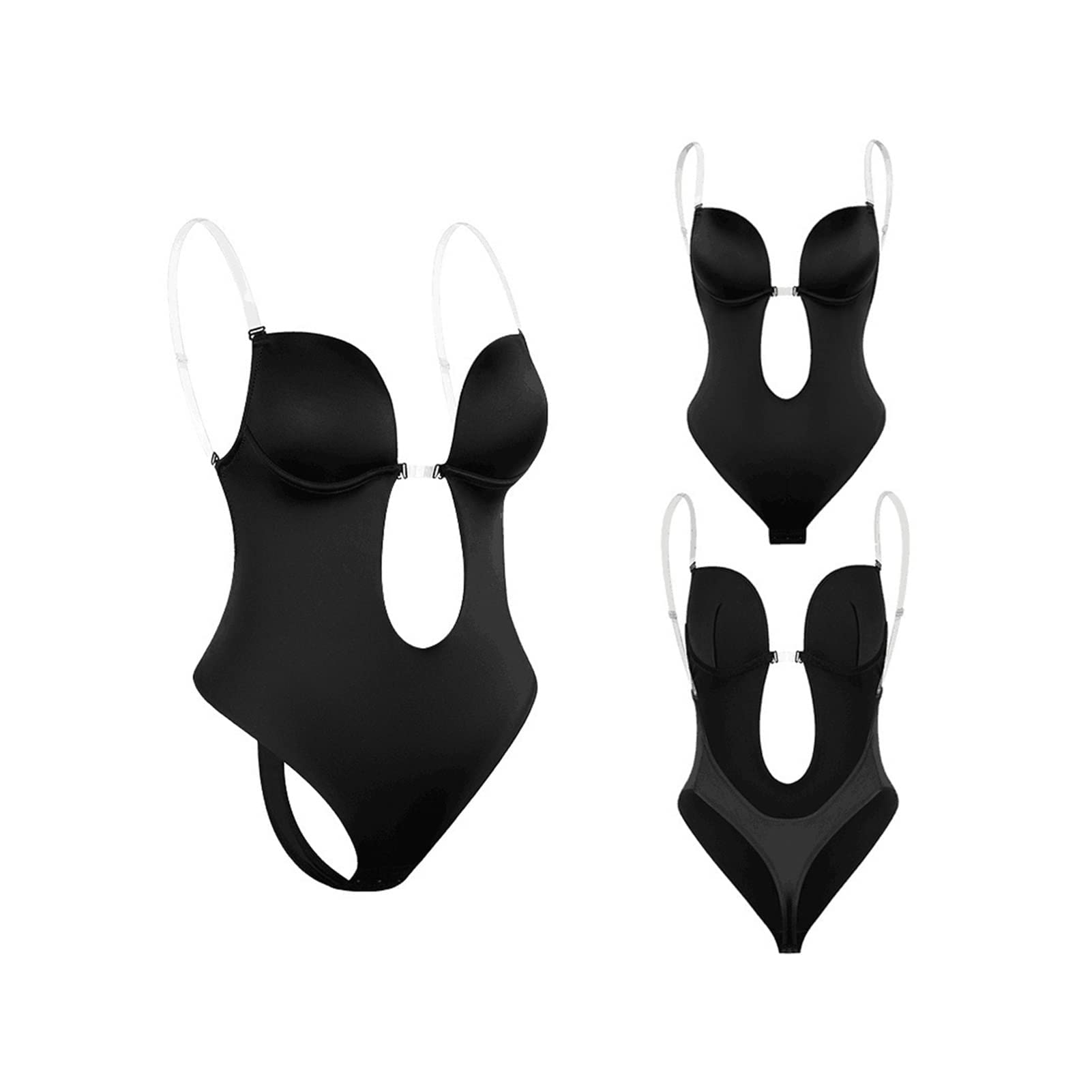 Invishaper - Plus Size Backless Body Shaper Bra for Women, Seamless Shapewear Bodysuit with Plunge Neckline | Perfect for Evening Dresses, Wedding & Special Occasions