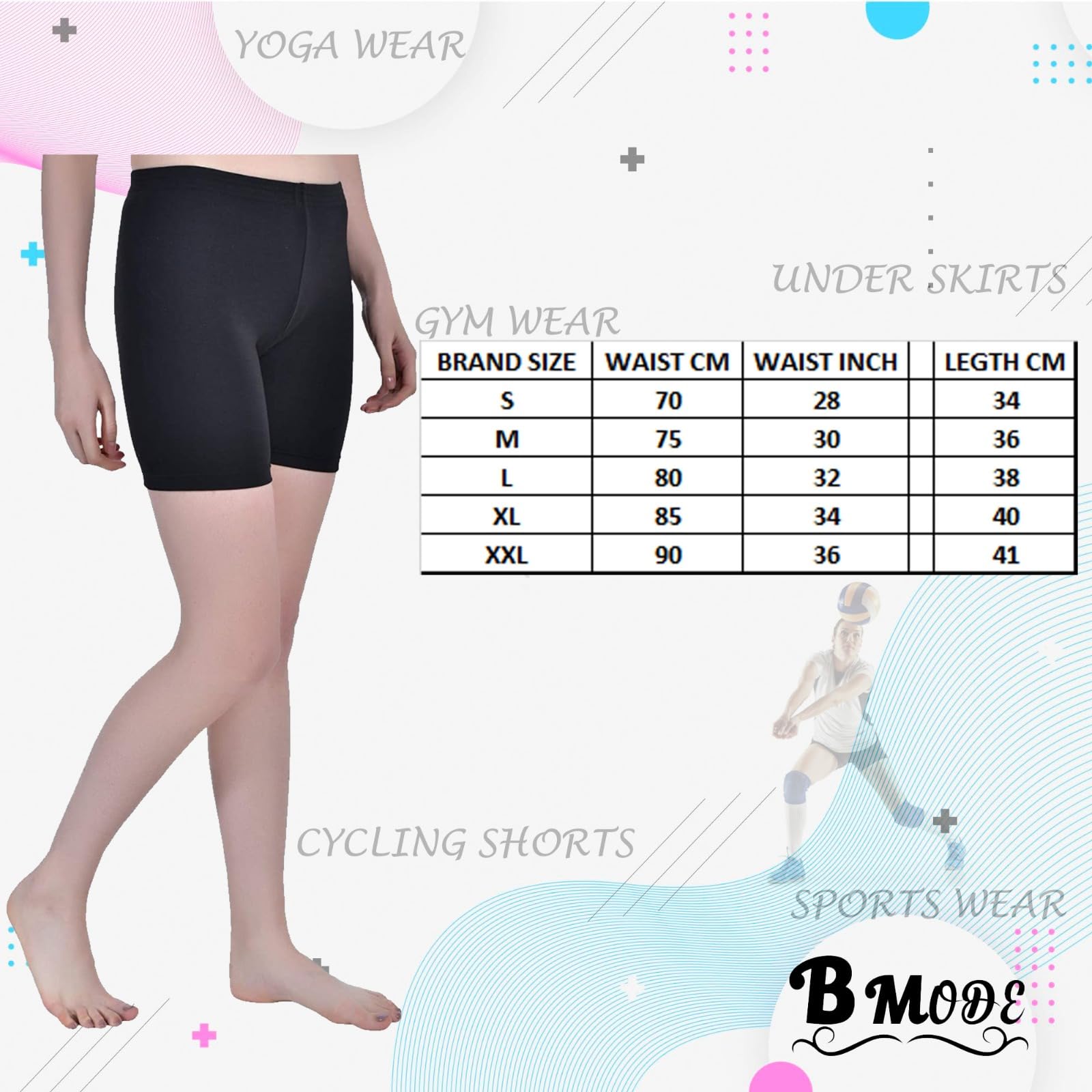 BMODE Women's Cotton Slip Shorts - Anti-Chafing Boyshorts for Yoga, Cycling & Everyday Wear | Breathable Underskirt Safety Shorts | Pack of 2 | Perfect for Workouts, Dresses & Active Lifestyle