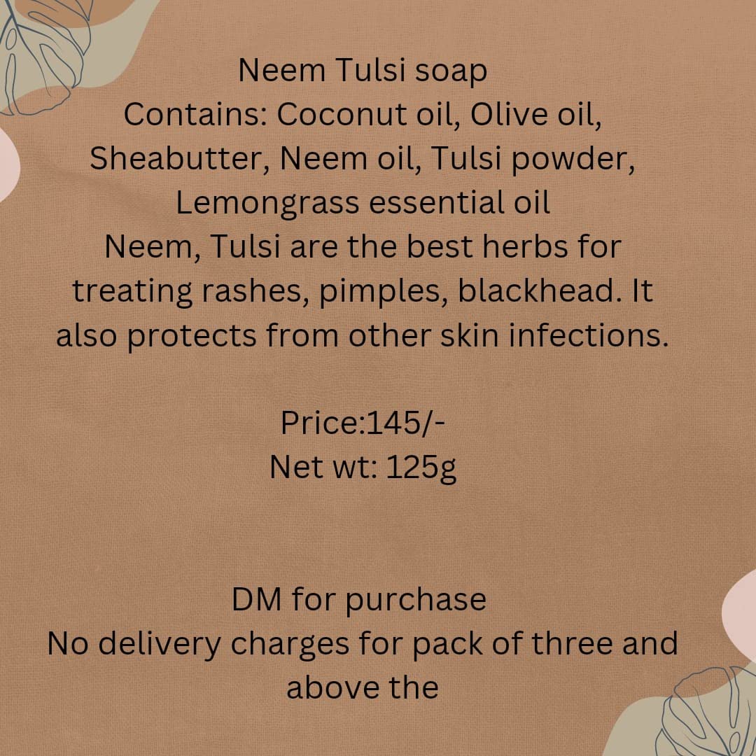 Neem Tulasi Herbal Handmade Cold Process Soap - Natural Ayurvedic Skincare for Acne, Eczema & Sensitive Skin - Perfect for Daily Cleansing & Relaxation