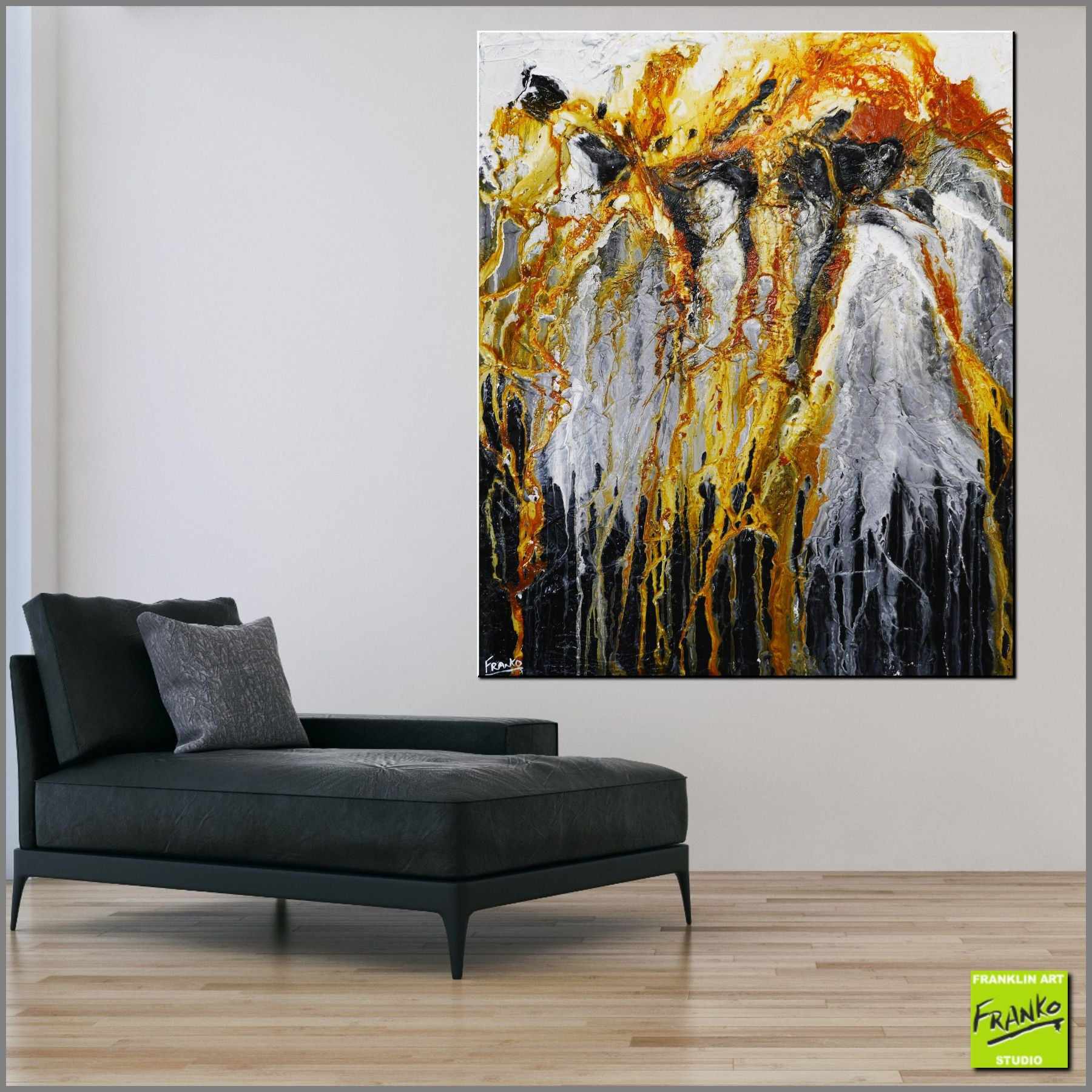 Black Sienna 120cm x 100cm Abstract Textured Painting - Modern Grey & Black Wall Art for Living Room, Bedroom & Office Decor