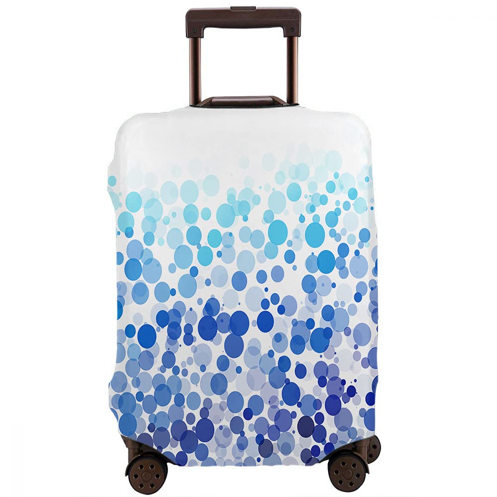 Wondertify Round Dot Elastic Suitcase Cover - Washable Luggage Protector Fits 25-28 Inch Bags (Blue) | Travel Accessory for Vacation & Business Trips