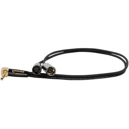 Kondor Blue 3.5mm to Dual Mini XLR Audio Splitter Cable - Right Angle Stereo Adapter for Professional Microphones, Cameras & Audio Equipment - Perfect for Podcasting, Studio Recording & Live Streaming