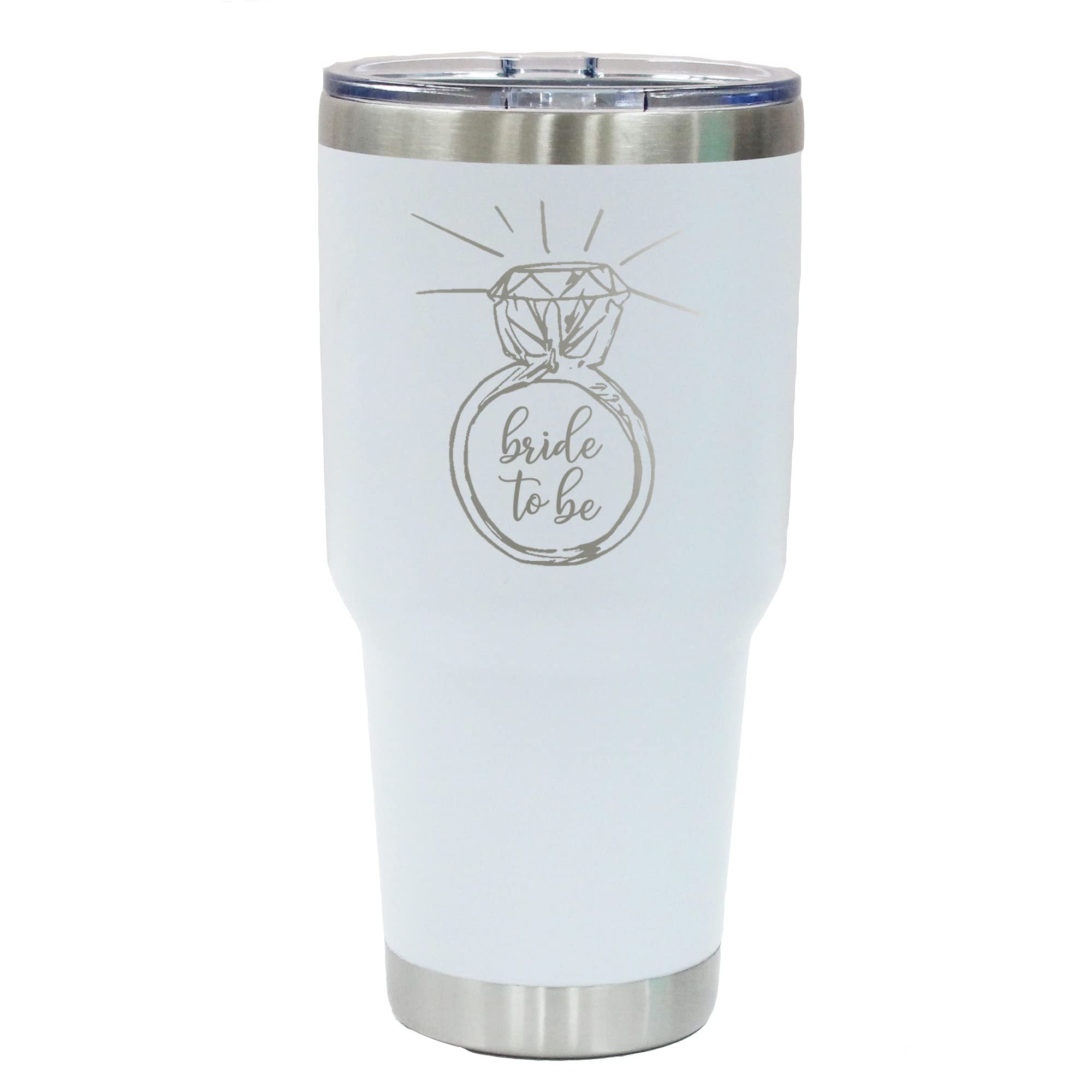 Personalized Bride Tumbler - Custom Engraved 20oz Stainless Steel Water Cup for Wedding, Bridal Shower & Bachelorette Party - Perfect Gift for Bride to Be, Future Brides & Wedding Party (White) - Great for Coffee, Tea & Cold Drinks at Bridal Events
