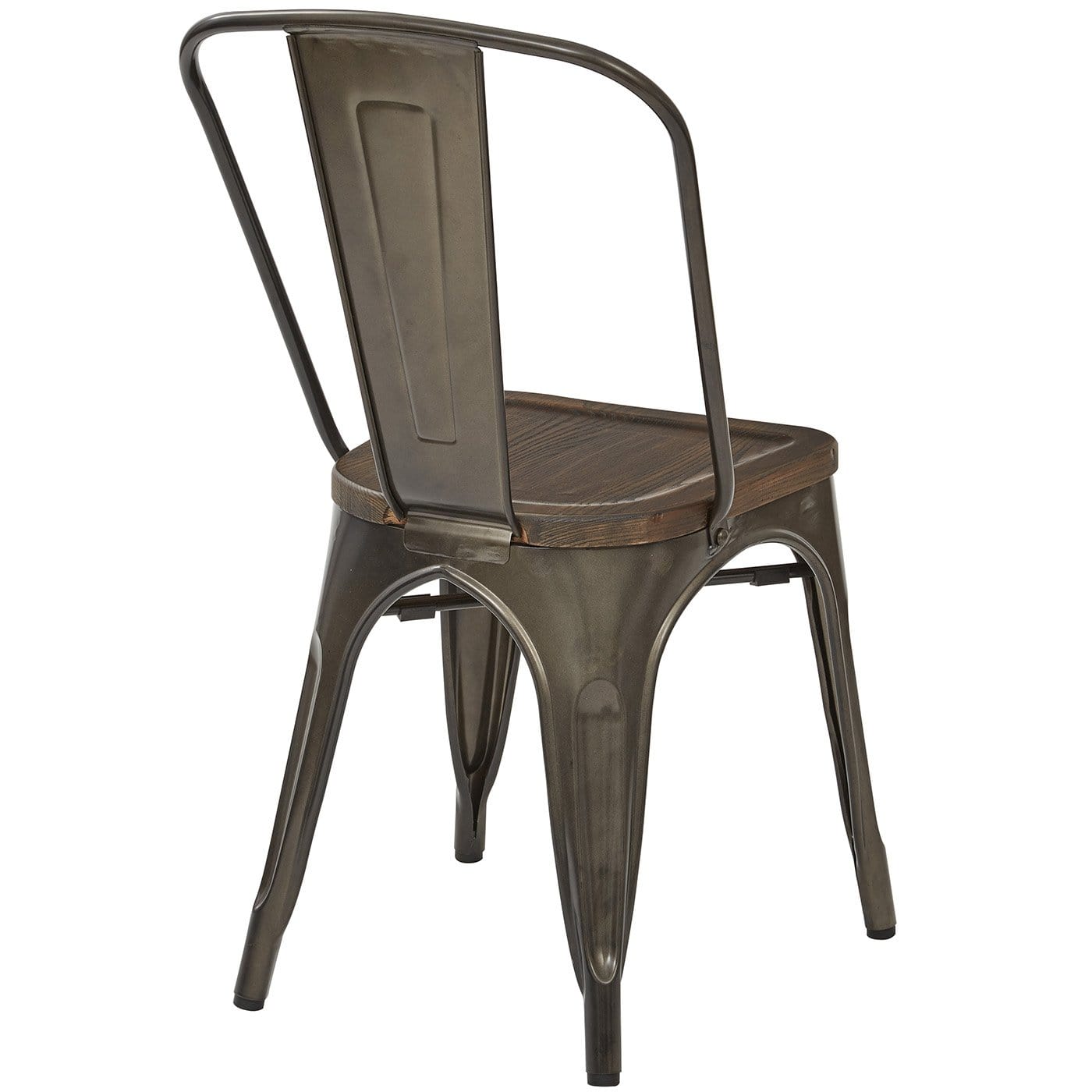 OSP Designs Indio Metal Chair with Wood Seat - Rustic Outdoor Dining Chair for Patio, Garden, and Backyard [IND29A4 C209 1] - Perfect for Al Fresco Dining and Relaxing Outdoors