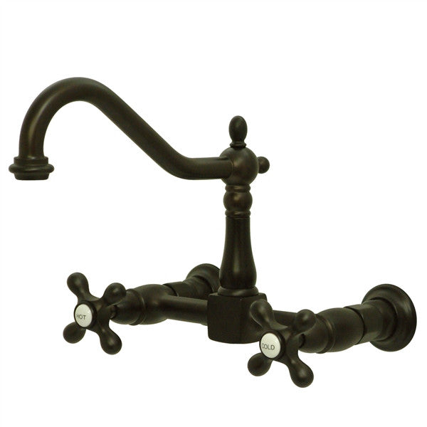 Heritage Wall Mount Kitchen Faucet - Brushed Nickel Pull Down Sprayer, High Arc Commercial Style for Farmhouse Sink - Perfect for Modern Kitchens, Restaurants & RV Use