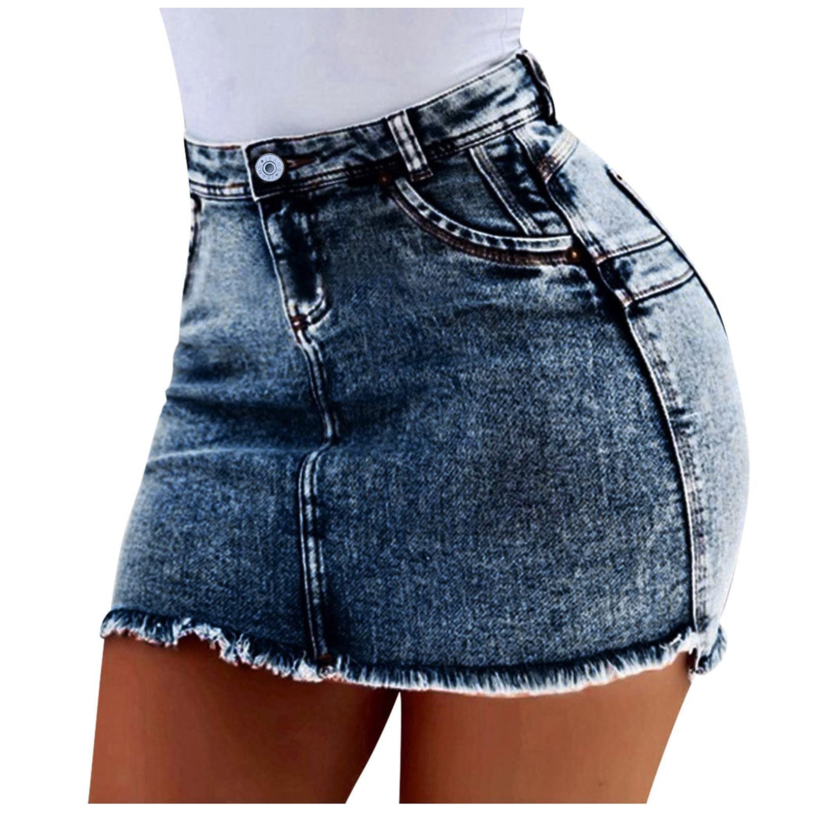 Women's Denim Mini Skirt - Fashion Washed Stretch Short Jean Skirt for Summer | Casual Outfits, Beach Wear & Night Out