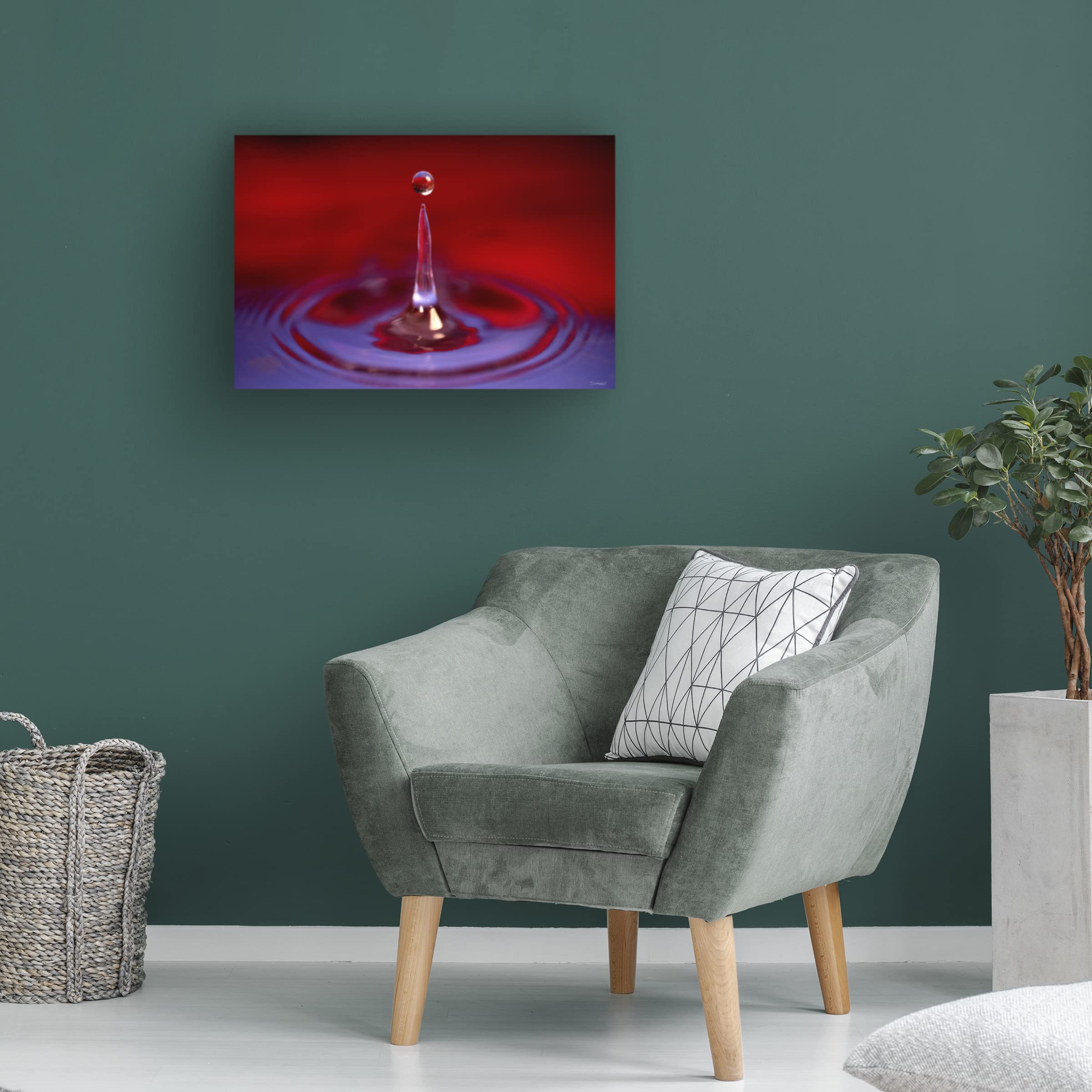 Gordon Semmers 'Drop Splash 07' Modern Abstract Canvas Wall Art - 16x24 Inches, Ready to Hang - Perfect for Living Room, Bedroom or Office Decor