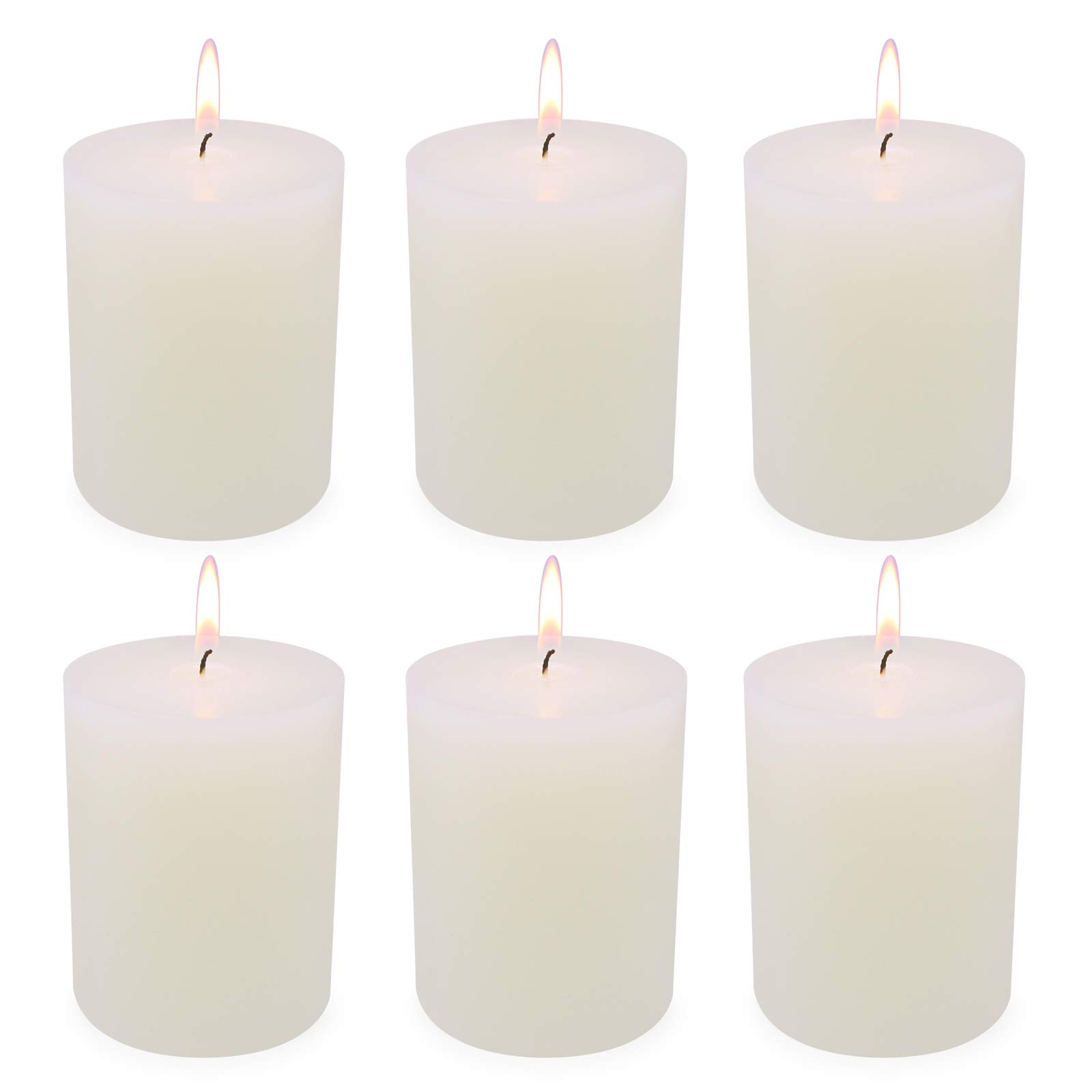 Ivory Pillar Candles 3x4 Inch - Unscented Dripless for Wedding & Home Decor (6 Pack)