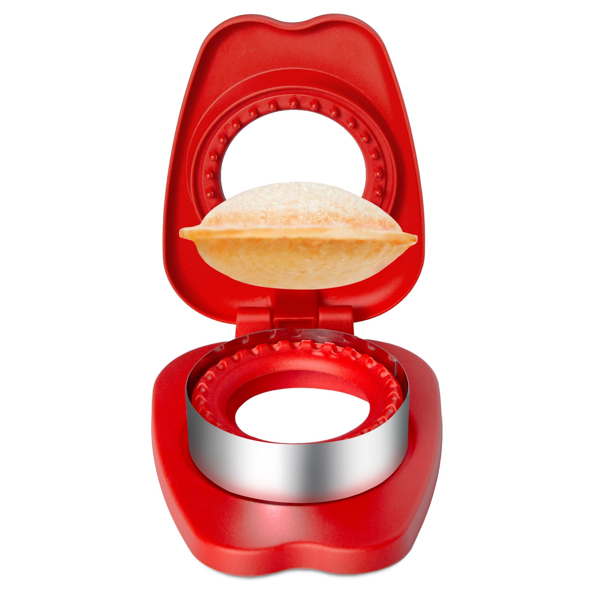 Uncrustables Sandwich Cutters for Kids - Crustless Sandwich Maker & Sealer Tool - Perfect for School Lunch Boxes, Bento Boxes, and Picnics - Fun Kitchen Gadget for Boys and Girls (Red Round) - Great for Meal Prep, Snack Time, and On-the-Go Lunches