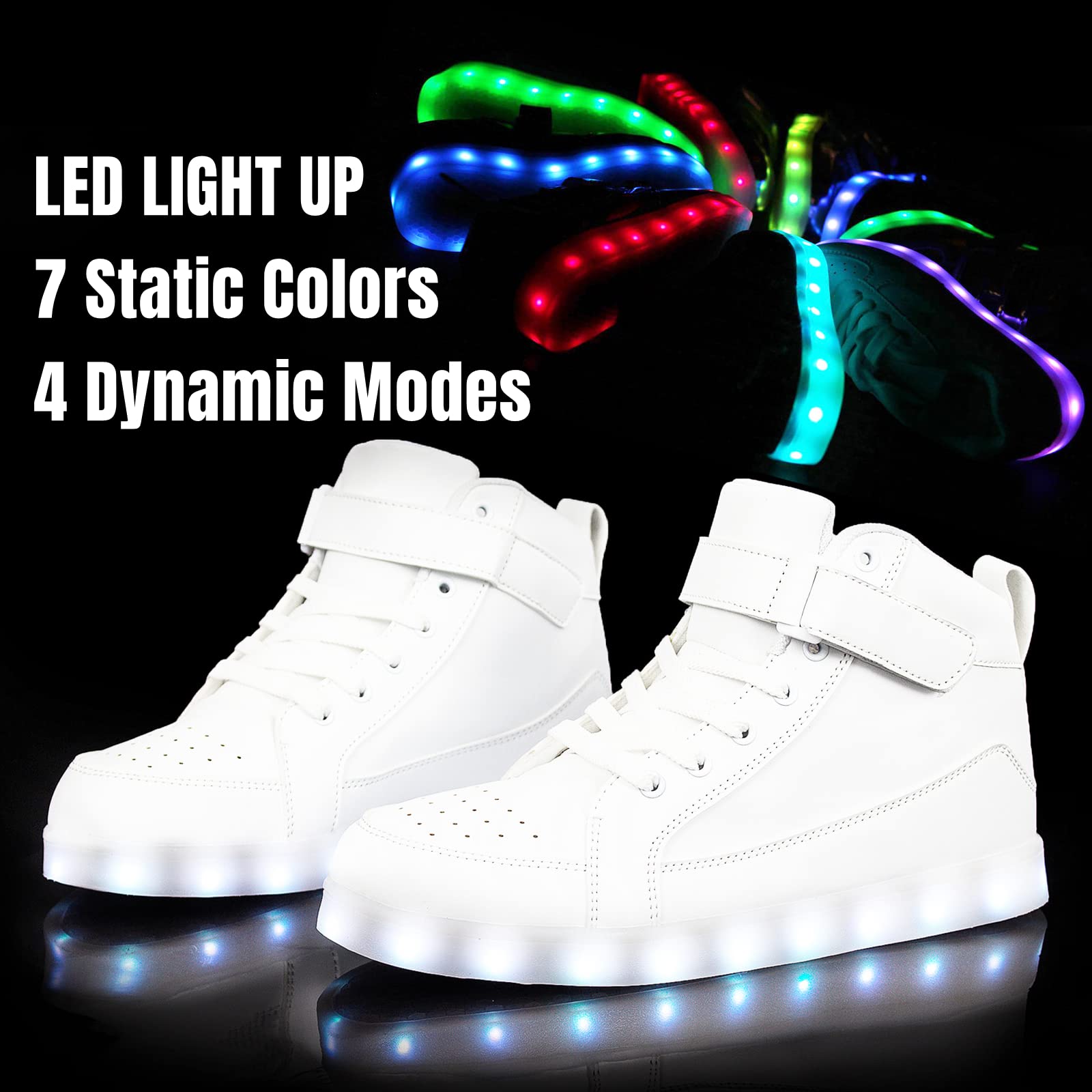 IGxx LED Light Up Sneakers for Kids - High Top Glowing Shoes for Boys & Girls - Fashionable LED Light Shoes for Running, Dancing & Nighttime Play