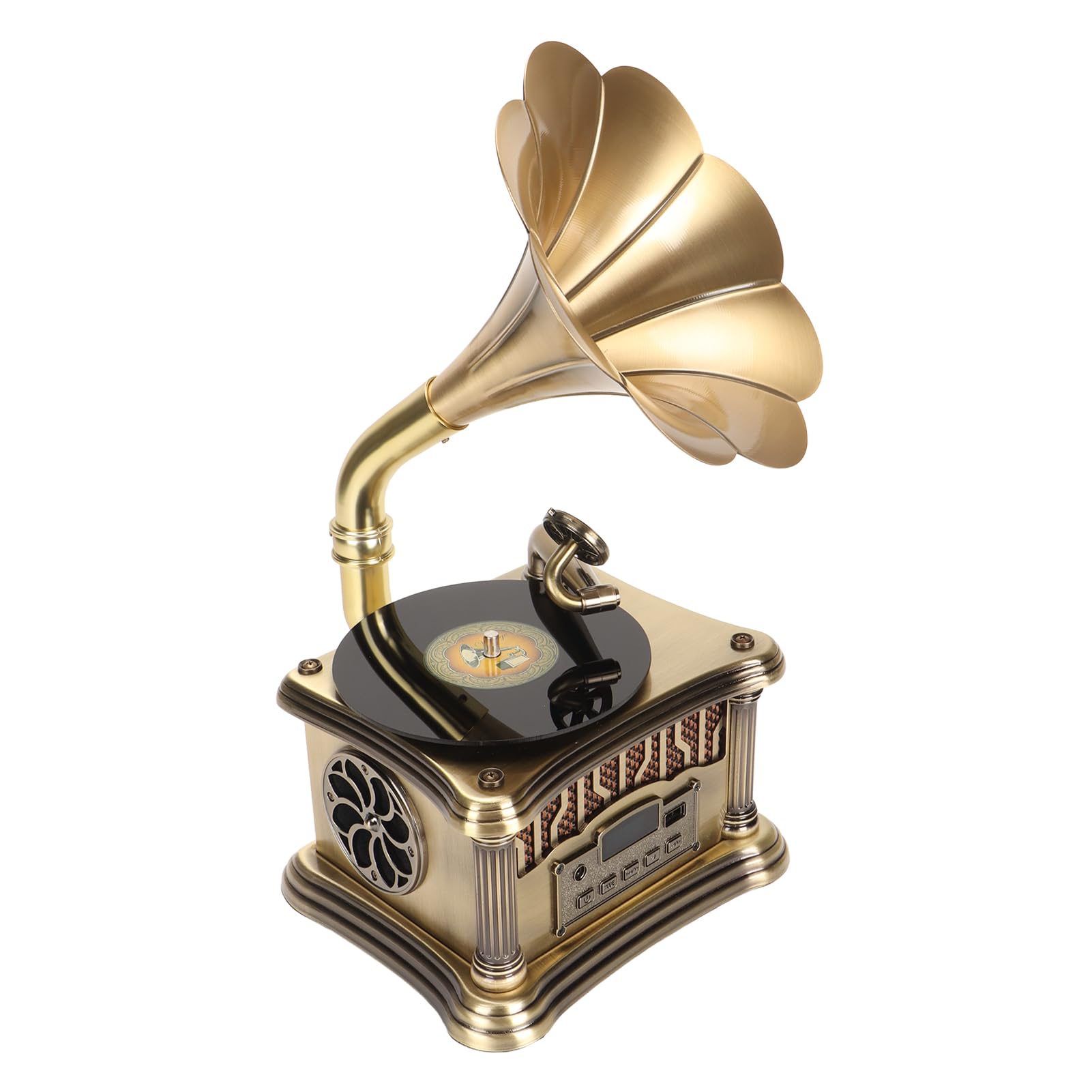 Vintage Phonograph with HiFi Stereo Sound, Remote Control & USB Charging - Retro Bluetooth Record Player for Home, Office, Parties & Outdoor Entertainment
