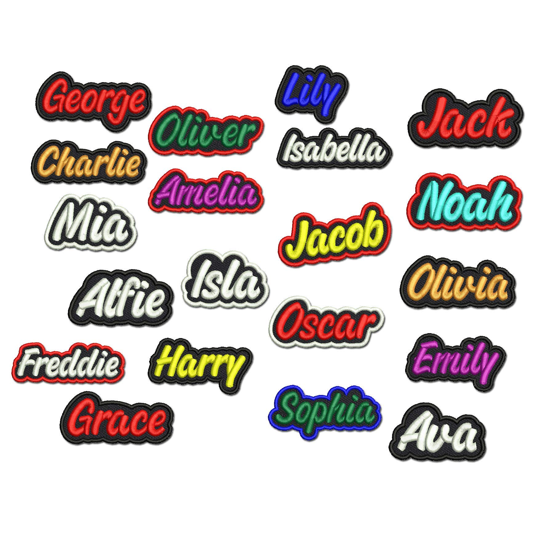 Custom Embroidered Iron On/Sew On Black Border Patch - Personalize Bags, Jeans, Backpacks, Dog Collars & Work Shirts | Unique Freehand Design for DIY Fashion & Crafts