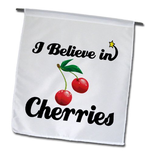 3dRose I Believe in Cherries Garden Flag - 12x18 Inch Decorative Outdoor Flag for Patio, Yard, and Seasonal Home Decor | Perfect for Spring, Summer, and Holiday Displays