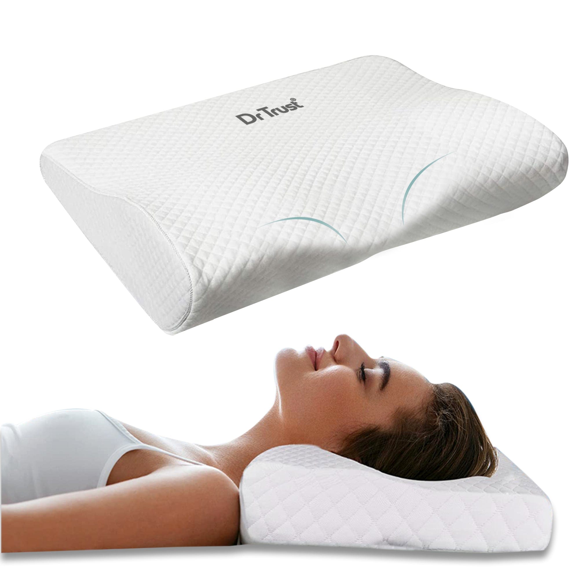 Dr Trust USA Orthopedic Cervical Memory Foam Pillow for Neck Pain Relief & Spine Alignment - Small Size - Perfect for Side Sleepers, Back Pain Sufferers & Post-Surgery Recovery