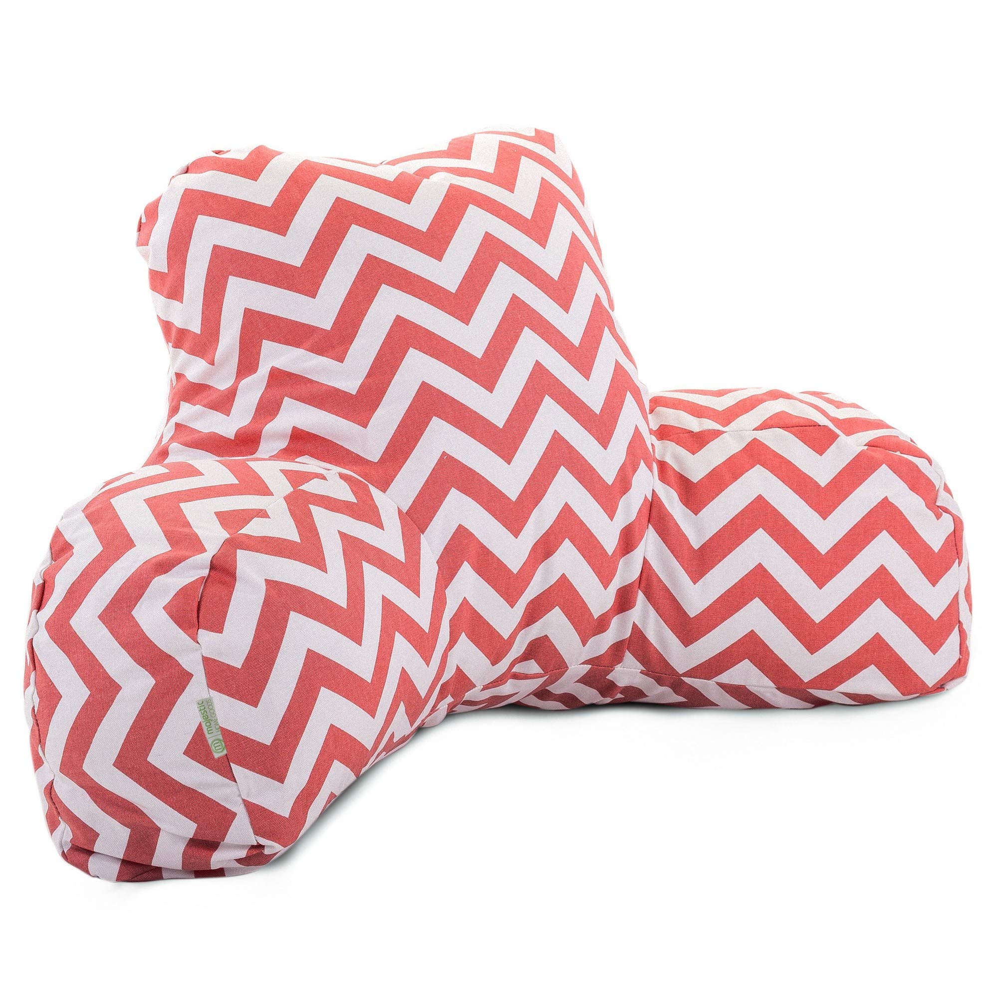 Majestic Chevron Reading Pillow for Bed & Sofa - Coral Backrest Support Cushion for Kids & Adults - Perfect for Reading, Gaming & Relaxing at Home