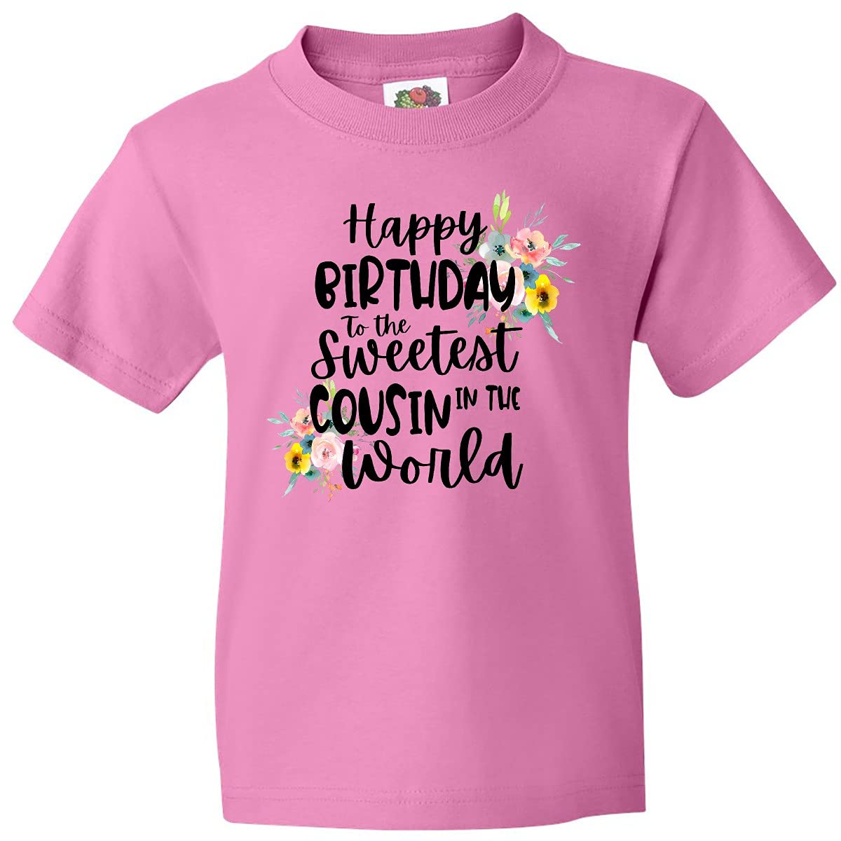 Inktastic Happy Birthday to The Sweetest Cousin in The World Youth T-Shirt - Fun & Comfortable Birthday Gift for Kids & Teens - Perfect for Parties, Family Gatherings & Special Celebrations
