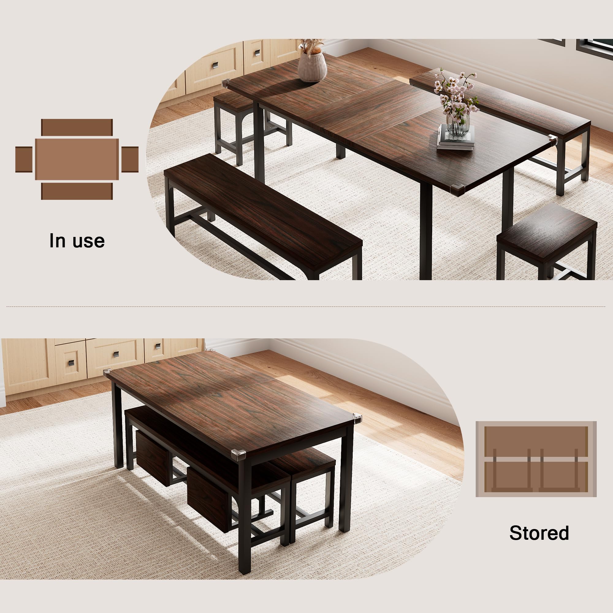 5-Piece Extendable Dining Table Set for 4-6 People | 63