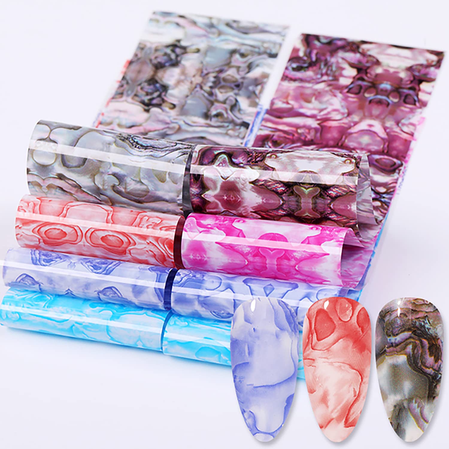 DANNEASY 150 Sheets Nail Foil Transfer Sheets - Starry Sky Laser Marble Print Nail Art Stickers & Decals for Acrylic Nails | Perfect for Salon, Home Manicure & DIY Nail Designs