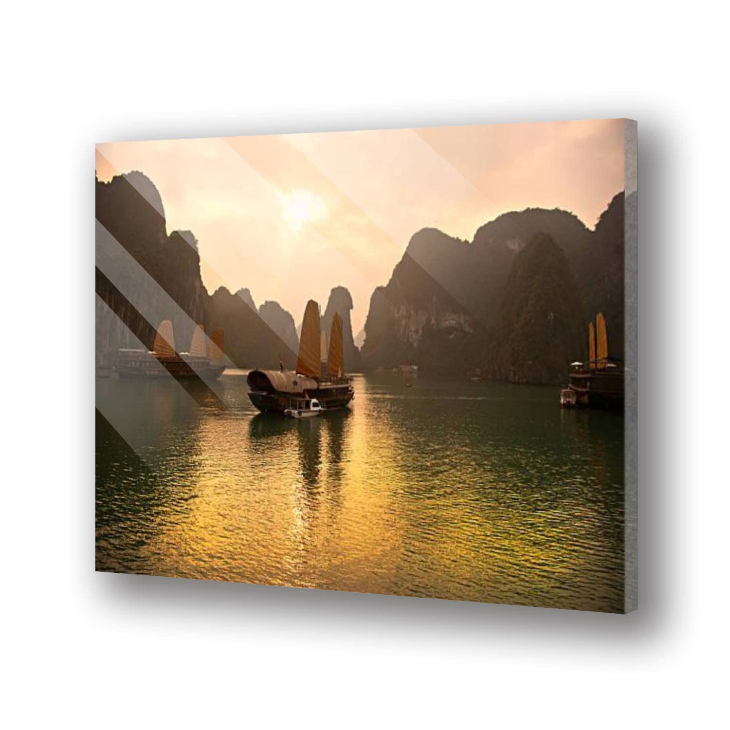 Premium Tempered Acrylic Glass Wall Art - Halong Bay Vietnam UNESCO World Heritage Landscape Print - Modern Floating Acrylic Picture for Living Room, Bedroom & Office Decor - Perfect for Coastal, Contemporary or Minimalist Home Interiors