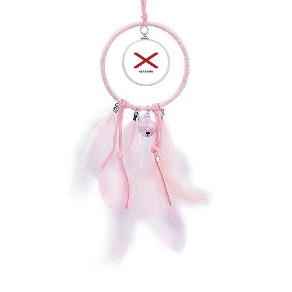 Authentic Alabama State Flag Contour Dream Catcher with Small Bells - Handmade Native American Wall Hanging for Bedroom, Nursery & Boho Home Decor - Perfect for Gift, Meditation Space & Cultural Display