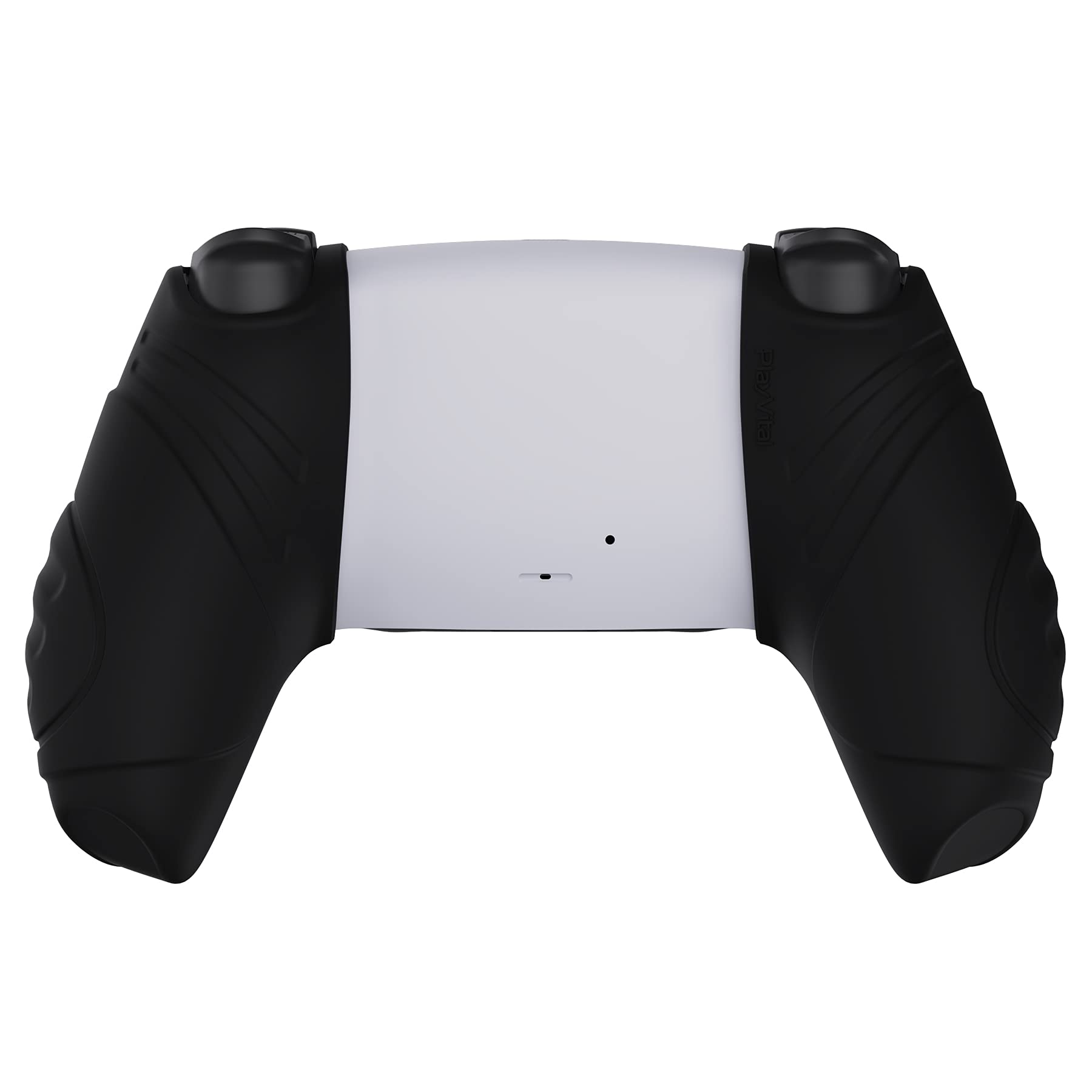 PlayVital Silicone Controller Cover for PS5 - Protective Case with Joystick Caps & Charging Dock Compatibility - Durable Gaming Accessory (Black) - Perfect for Gaming Sessions & Travel Protection