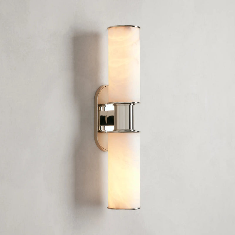 Harlin 2-Light Wall Sconce in Alabaster Finish - Modern Flush Mount Lighting for Bedroom, Hallway & Living Room Decor