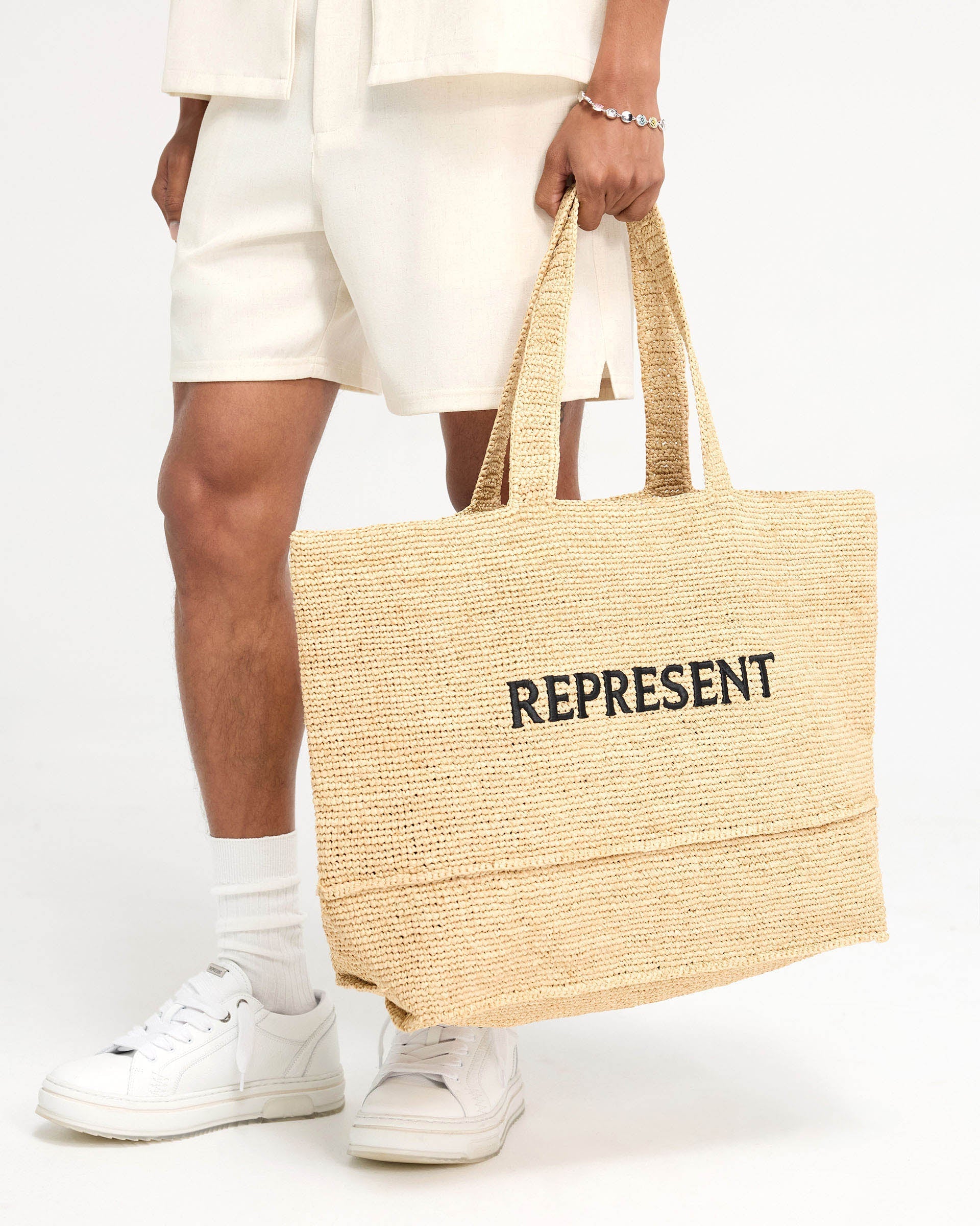 Stylish Raffia Tote Bag in Latte - Eco-Friendly Woven Beach Bag for Women | Perfect for Summer Vacation, Shopping & Daily Use