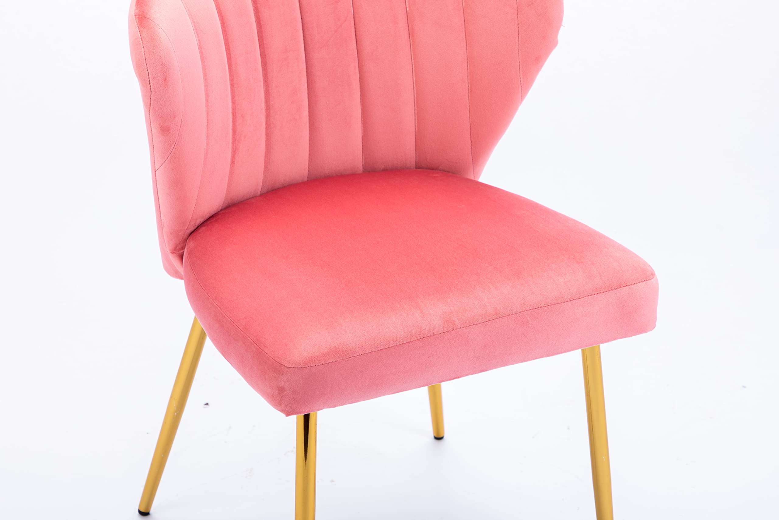 ZOBIDO Set of 2 Glam Velvet Accent Chairs with Golden Metal Legs & Tufted Back - Modern Dining Room Side Chairs for Living Room, Bedroom, Beauty Salon or Dining Area (Peach Pink) - Perfect for Home Decor, Lounge Seating and Elegant Interior Design