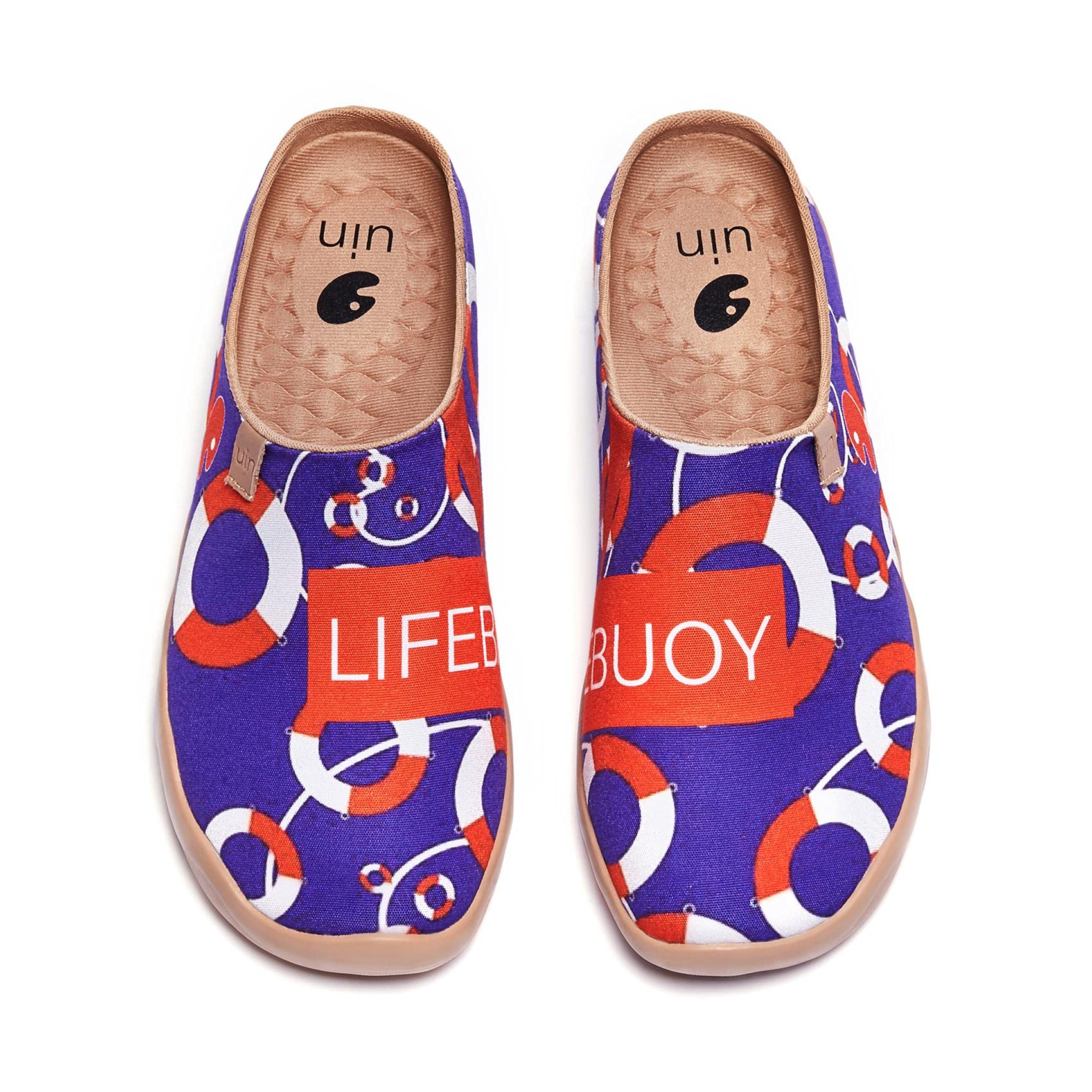 UIN Men's Lightweight Comfortable Painted Slippers - Breathable Mules for Walking, Casual Wear & Travel - Perfect for Home, Beach and Art Enthusiasts (Malaga Design)