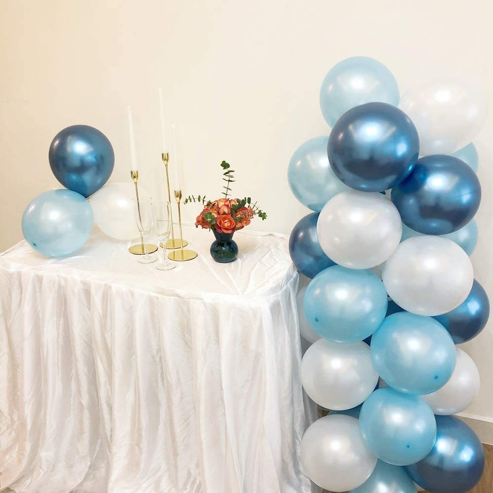 100pcs 5inch Blue Metallic Chrome Balloons - Thick & Shiny Party Balloons for Wedding, Graduation, Birthday, Baby Shower, Christmas & Valentine's Day Decorations - Perfect for Indoor & Outdoor Party Decor