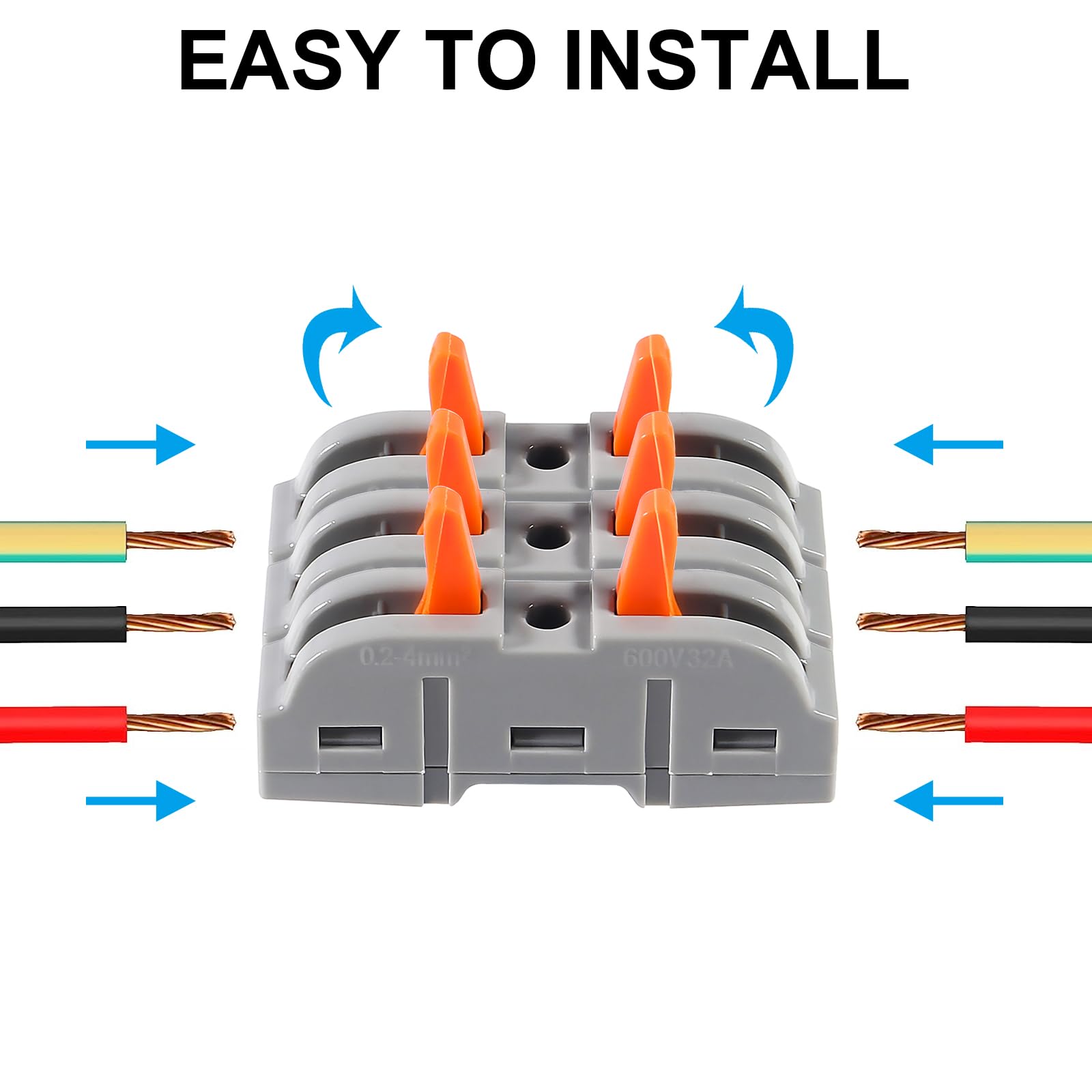 20pcs Lever Wire Connectors - 1 to 1 Inline Electrical Quick Connect Splice Terminals (SPL-1) for Home Wiring, DIY Electrical Projects & Appliance Repairs - Secure & Easy-to-Use Lever Nuts Connectors