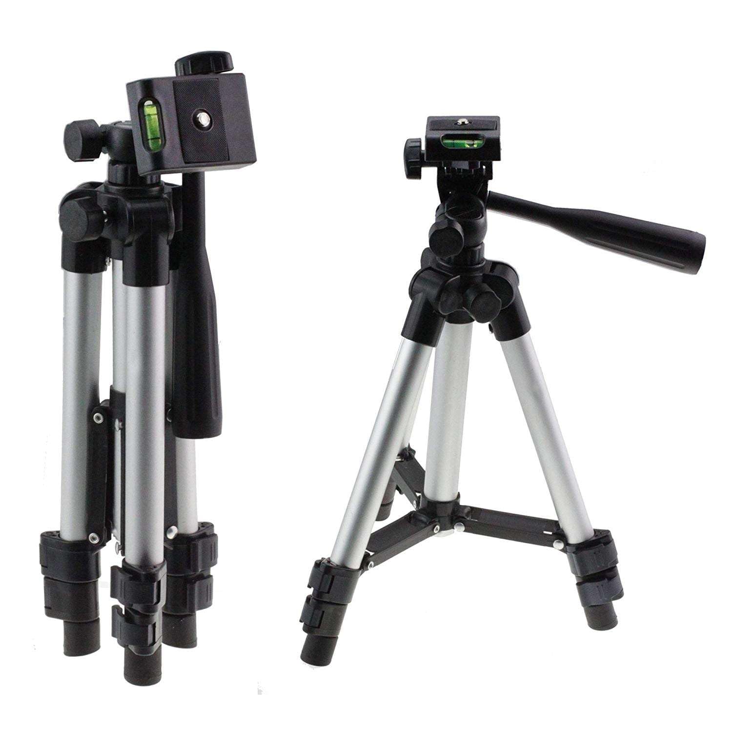 Navitech Aluminum Camera Tripod for Canon EOS 1100D/T3, 600D/T3i/T5i - Silver Lightweight Tripod (28-56cm Height, 2kg Load Capacity) - Perfect for Travel, Vlogging & Outdoor Photography