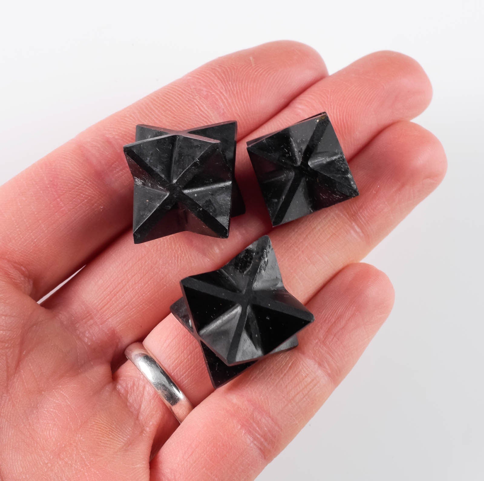BLACK TOURMALINE Crystal Merkaba - Sacred Geometry Star for EMF & Empath Protection, Healing Crystal Decor, Unique Spiritual Gift for Home & Office (E0233) | Meditation, Energy Cleansing & Feng Shui